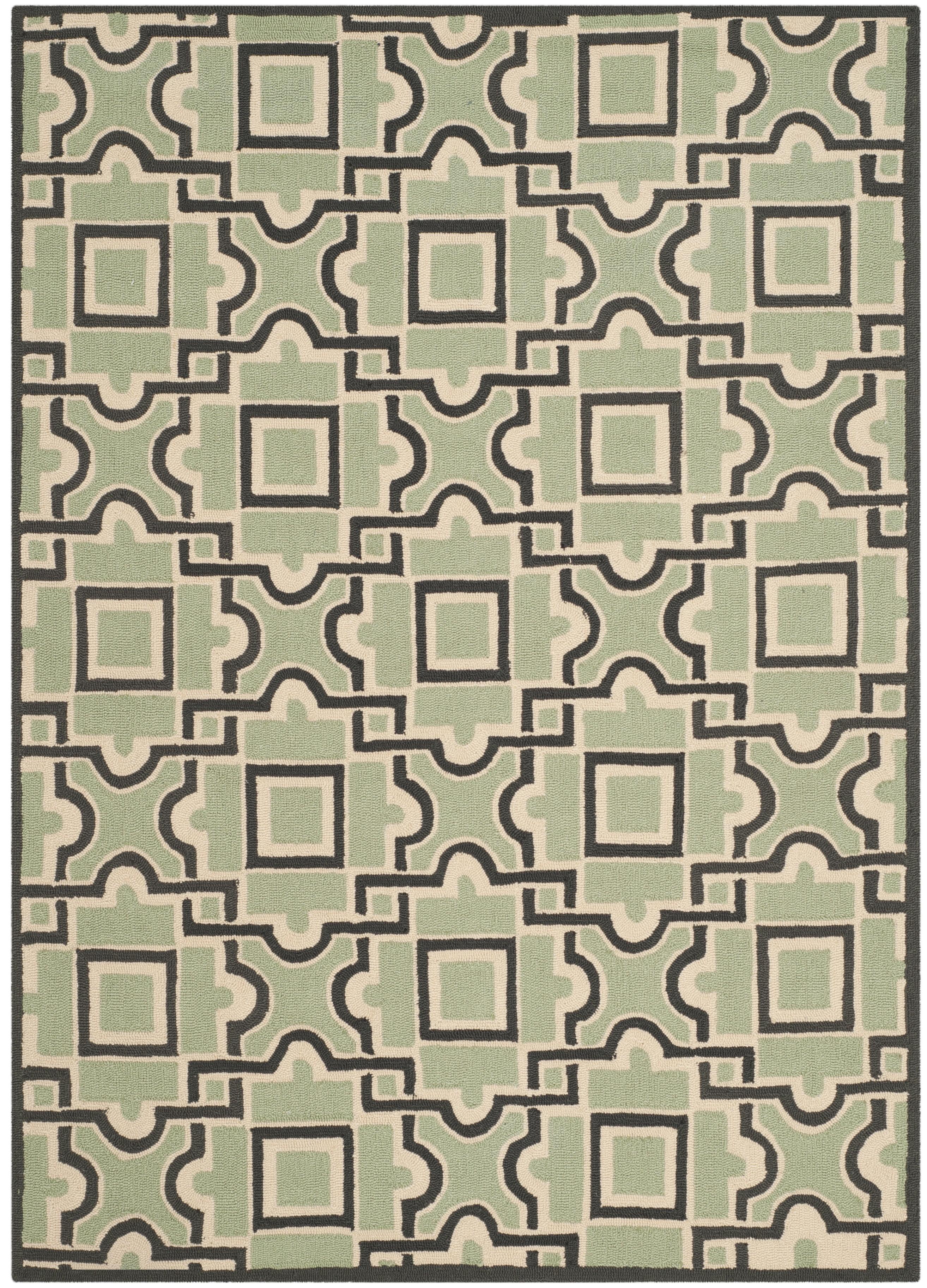 SAFAVIEH Four Seasons Gracelyn Geometric Area Rug, Spa/Dark Brown, 8' x 10'