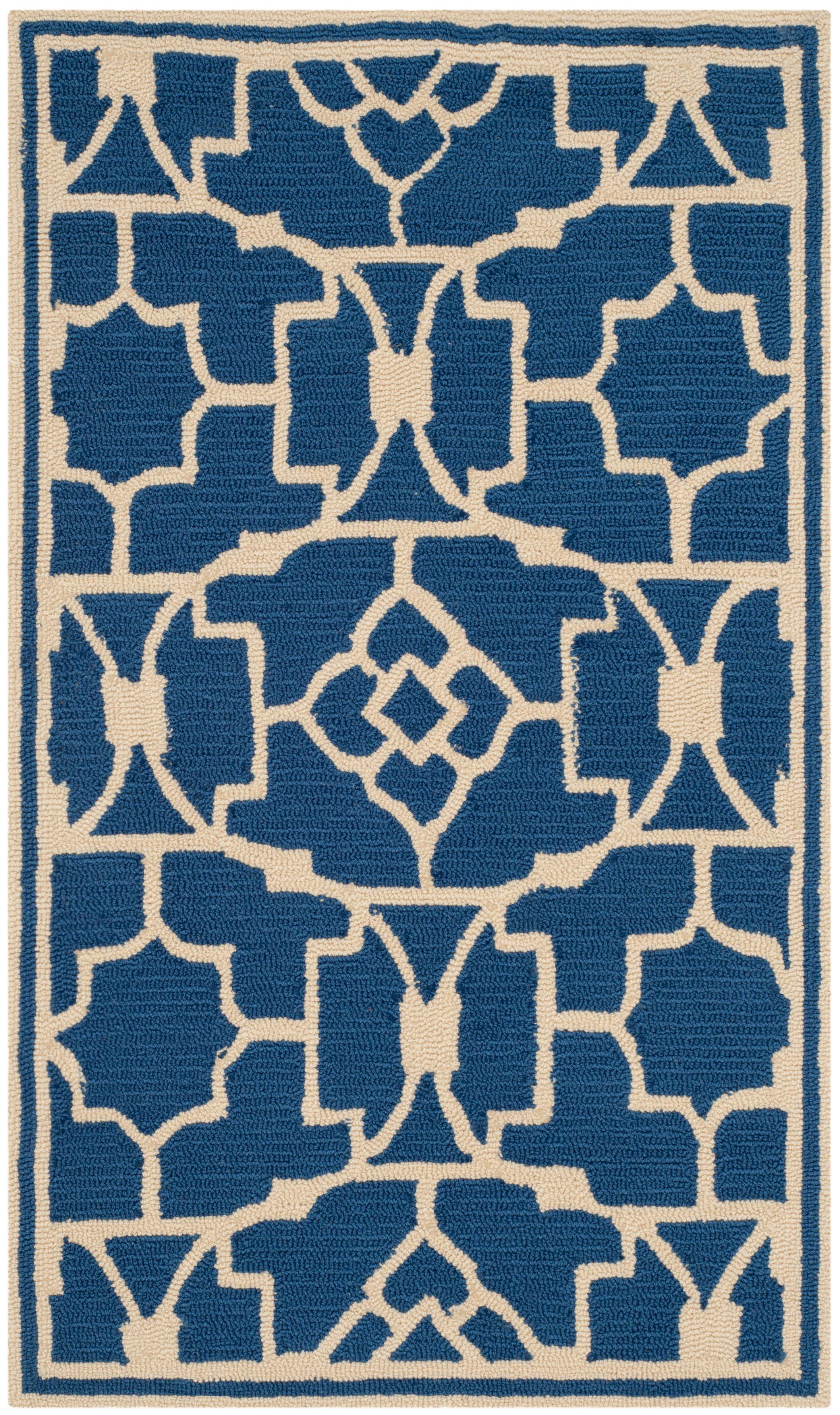 Four Seasons FRS397 Hand Hooked Accent Rug - Navy/Ivory - 2'3"x3'9" - Safavieh.
