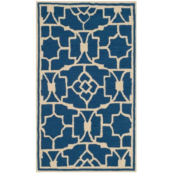 Four Seasons FRS397 Hand Hooked Accent Rug - Navy/Ivory - 2'3"x3'9" - Safavieh.