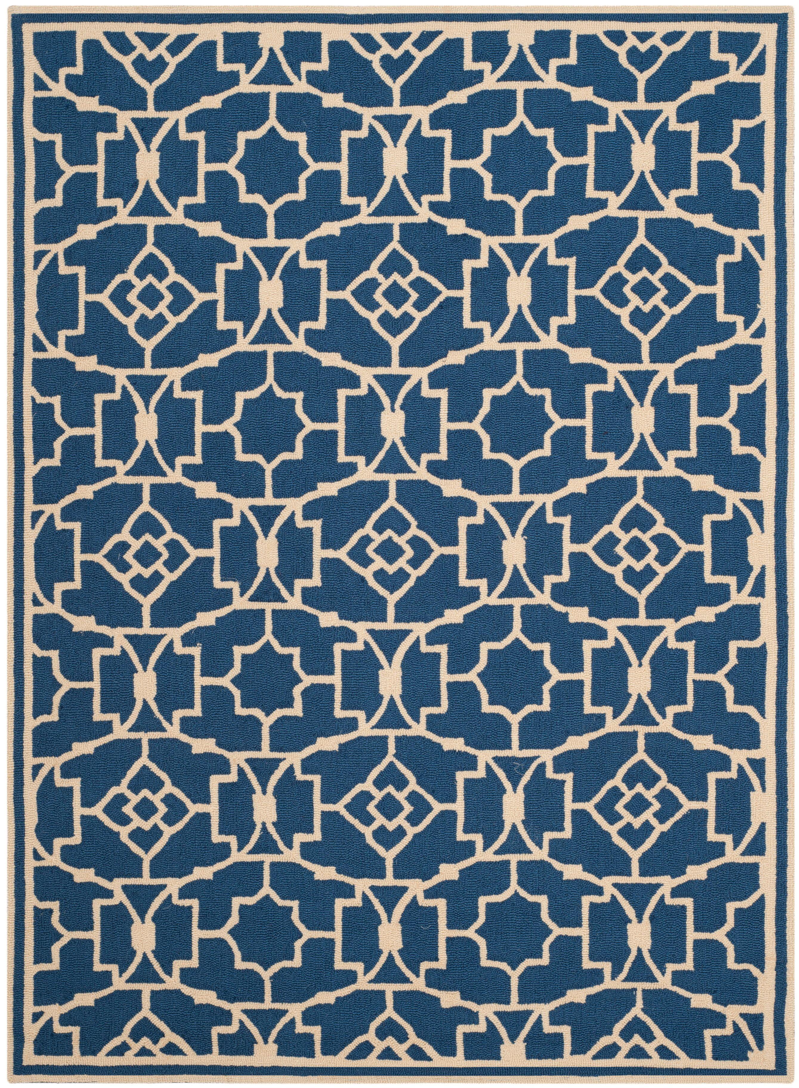 Four Seasons FRS397 Hand Hooked Area Rug - Navy/Ivory - 4'x6' - Safavieh.