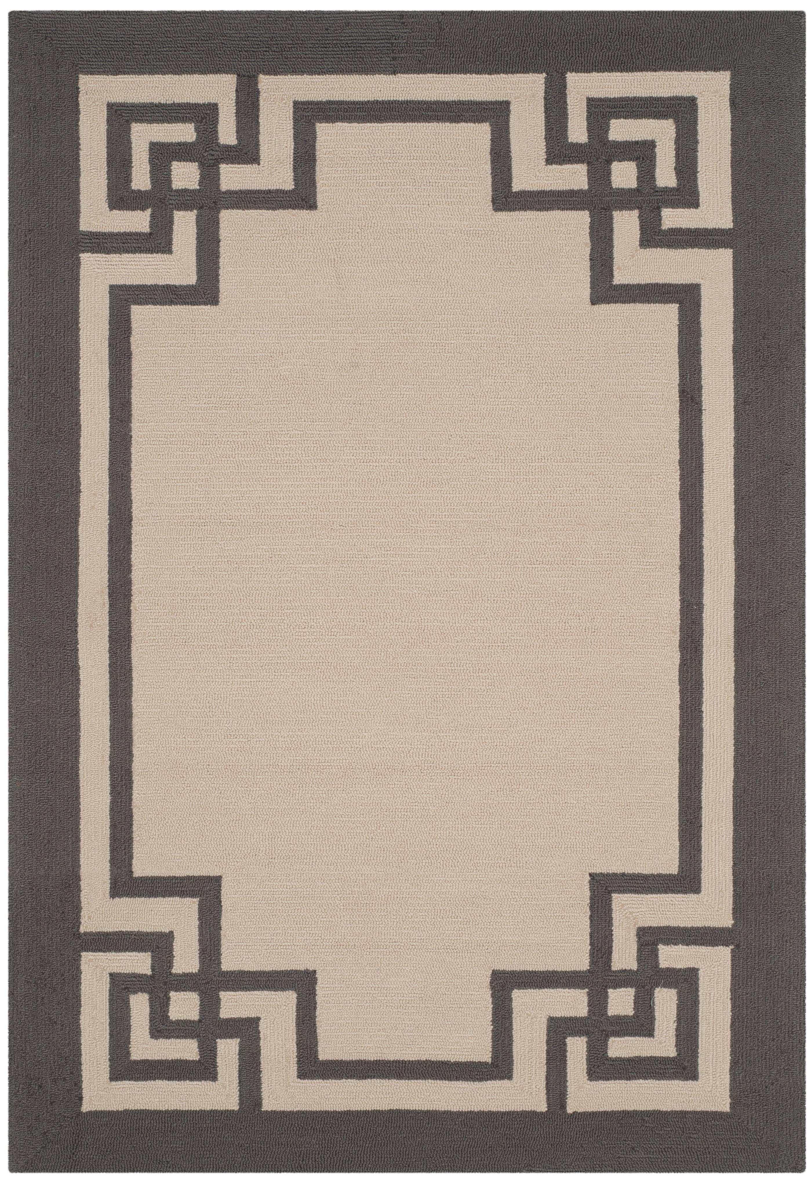 SAFAVIEH Four Seasons Yasim Bordered Area Rug, Ivory/Charcoal, 5' x 8'