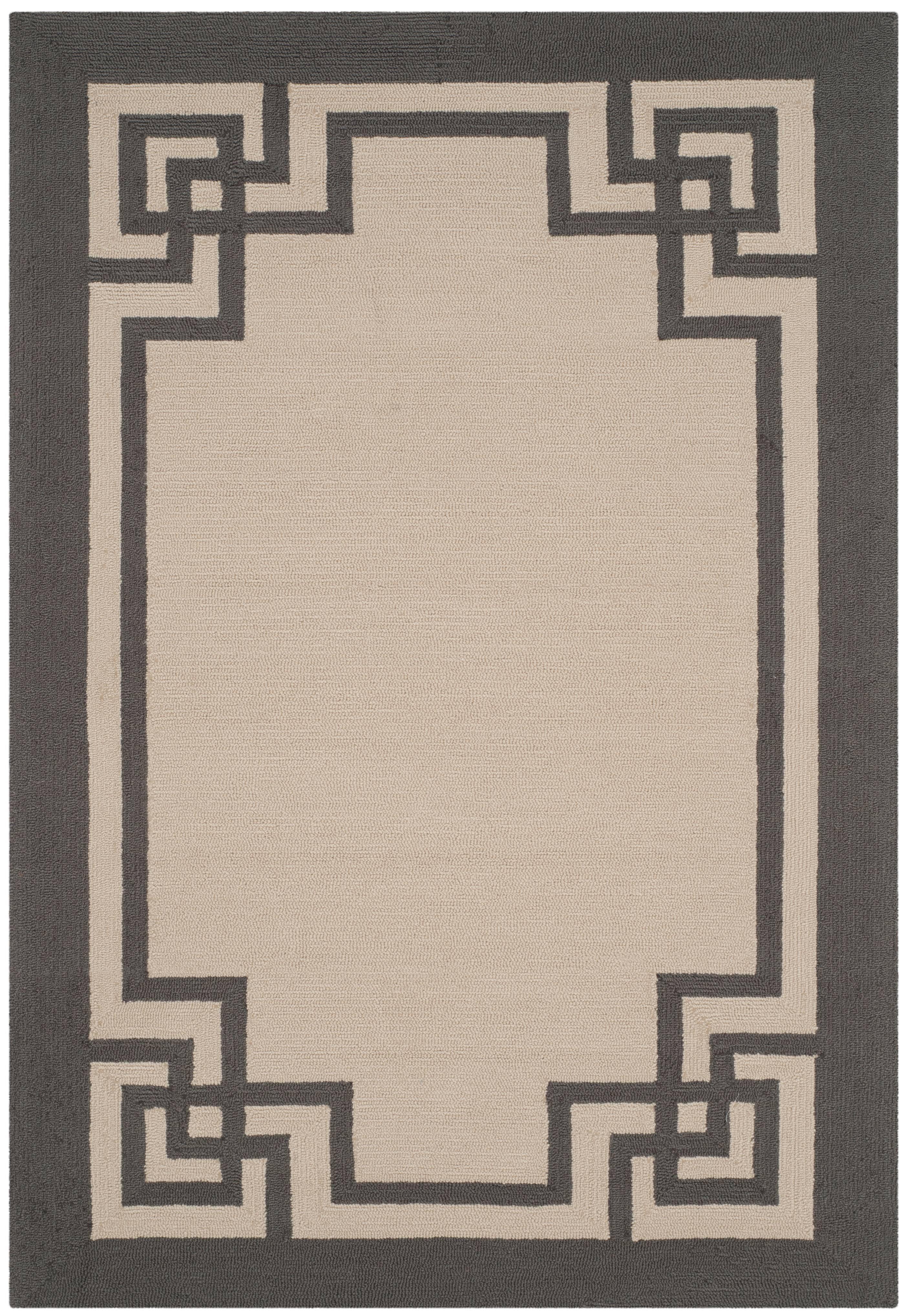 Ivory and Charcoal Rectangular Synthetic Floral Area Rug, 5' x 8'