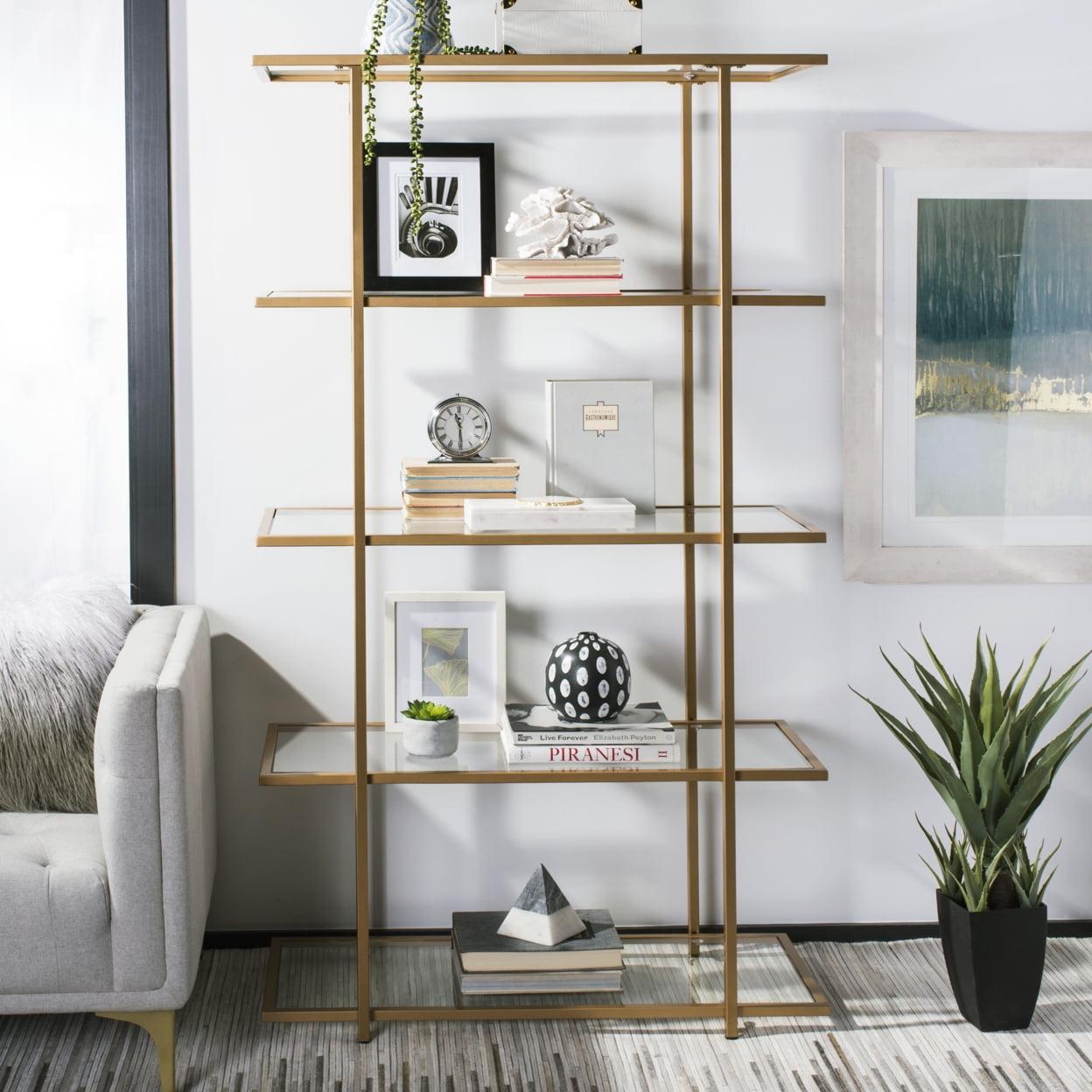 Francis 5-Tier Gold and Clear Glass Etagere