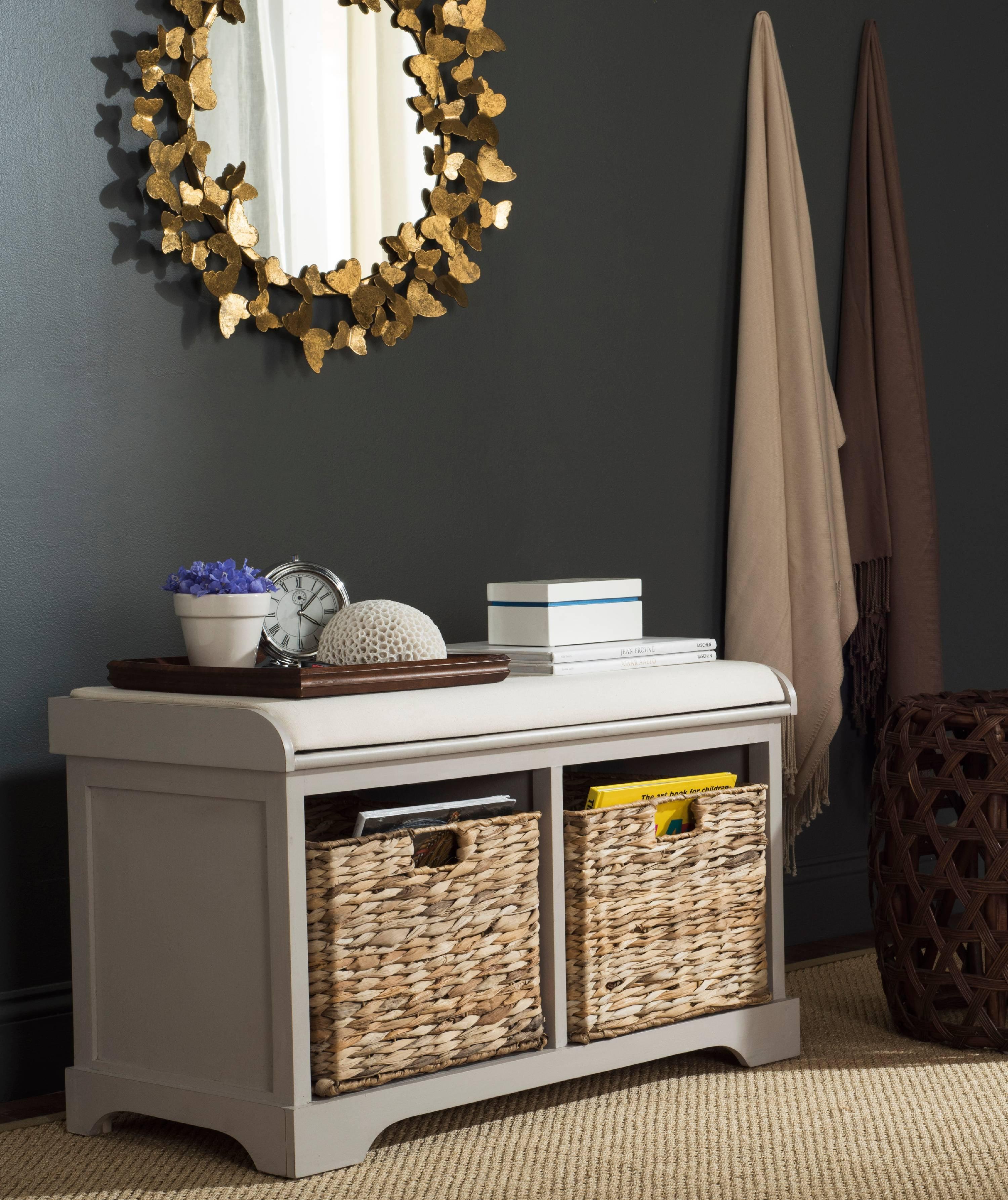 Freddy Wicker Storage Bench - AMH5736 - Vintage Grey - Safavieh