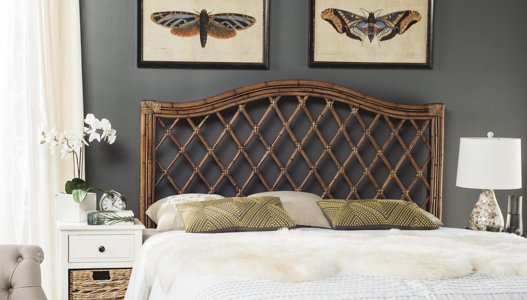 Transitional Full Wicker Headboard in Rich Brown