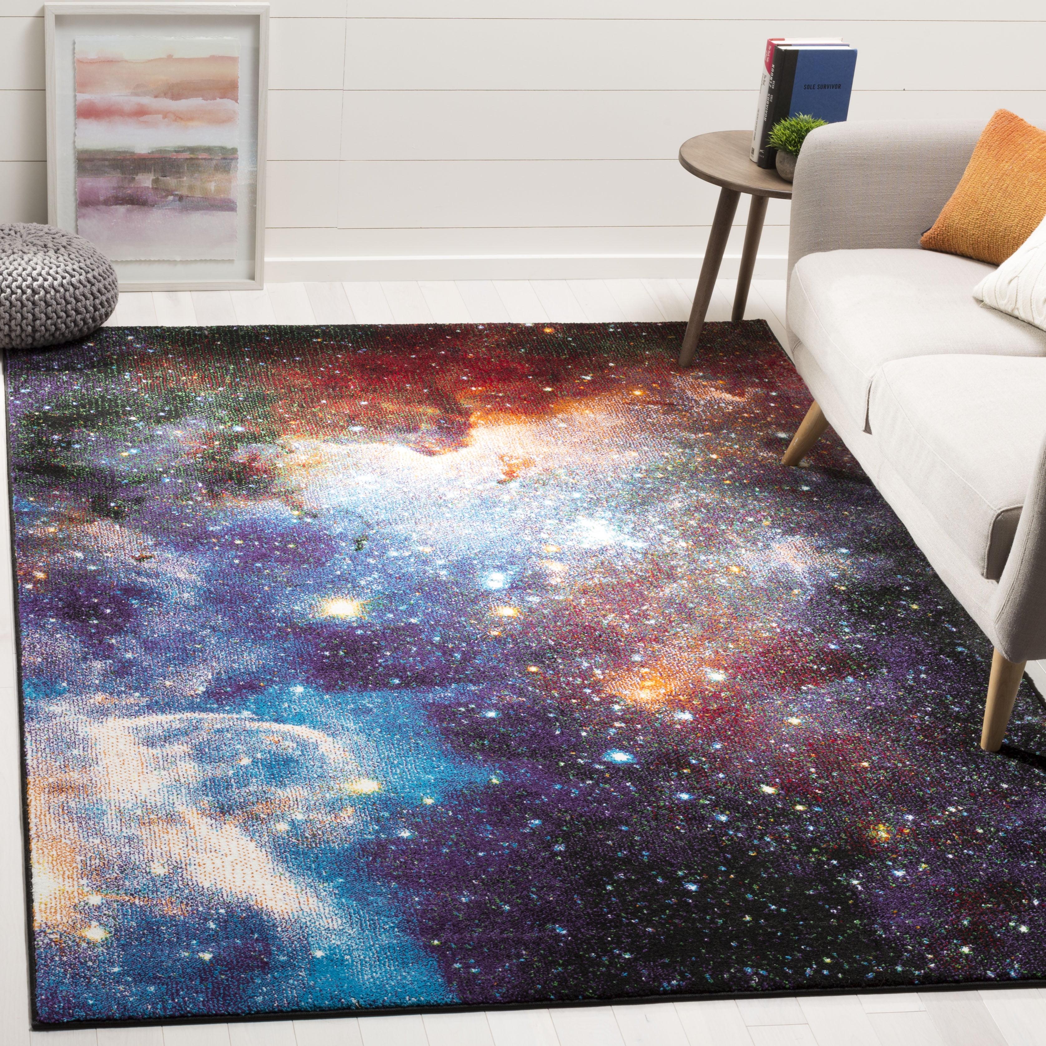 Galaxy Multicolor Abstract Synthetic Square Area Rug