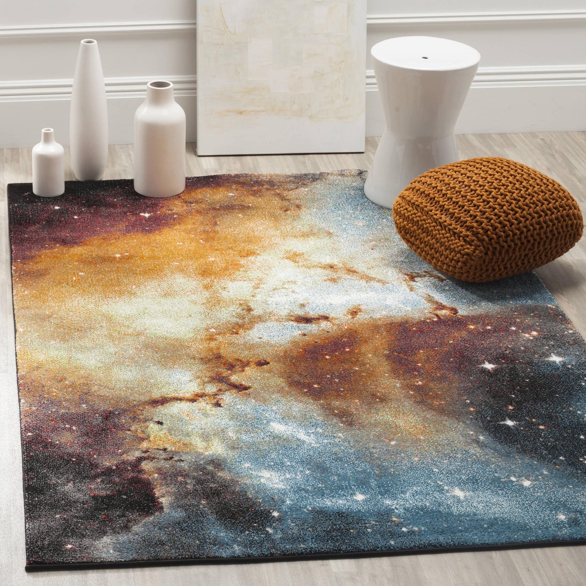 Celestial Charm Orange/Multi Synthetic 8' x 10' Area Rug