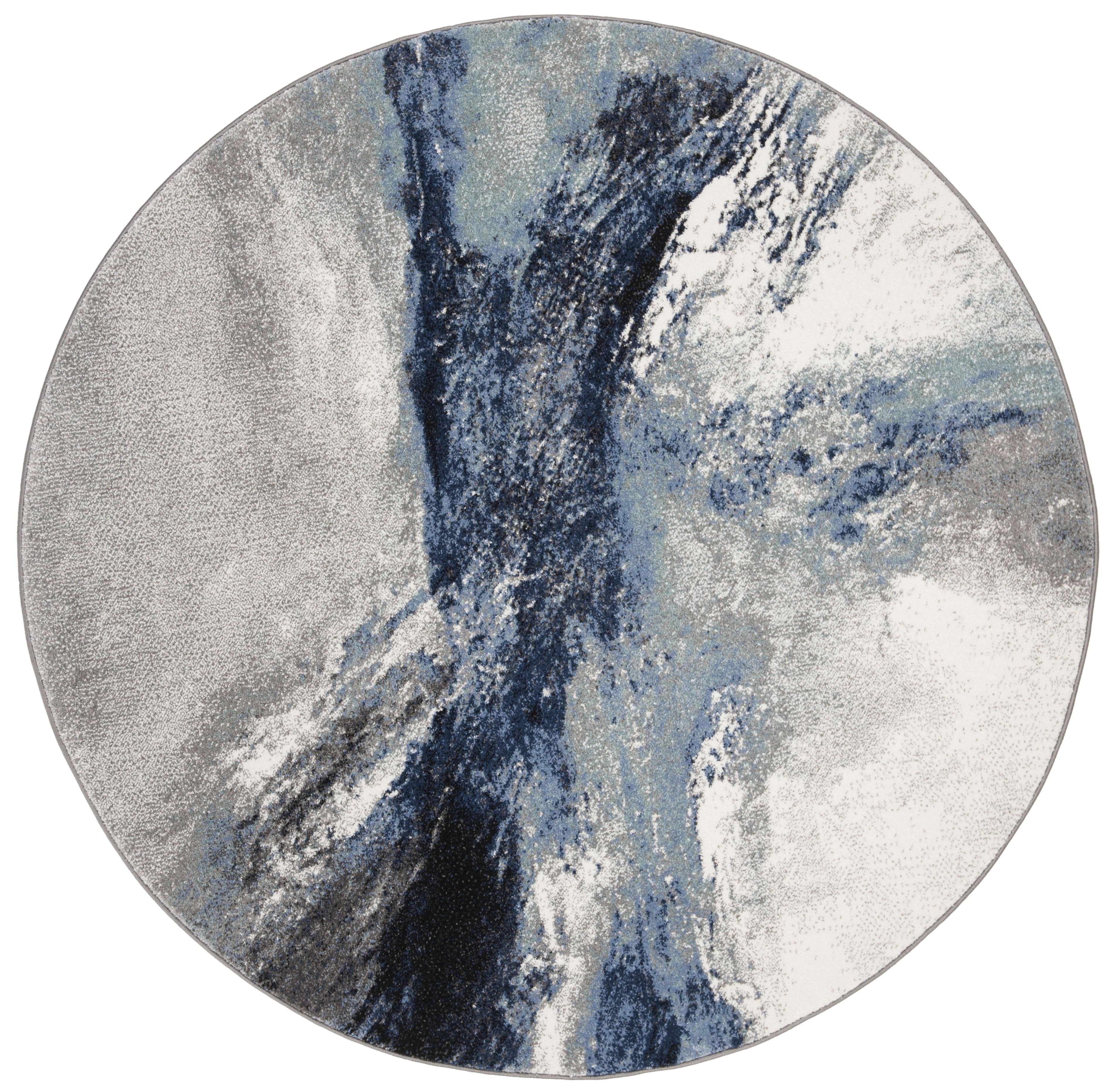 SAFAVIEH Galaxy Rosamund Abstract Area Rug, 6'7" x 6'7" Round, Blue/Grey