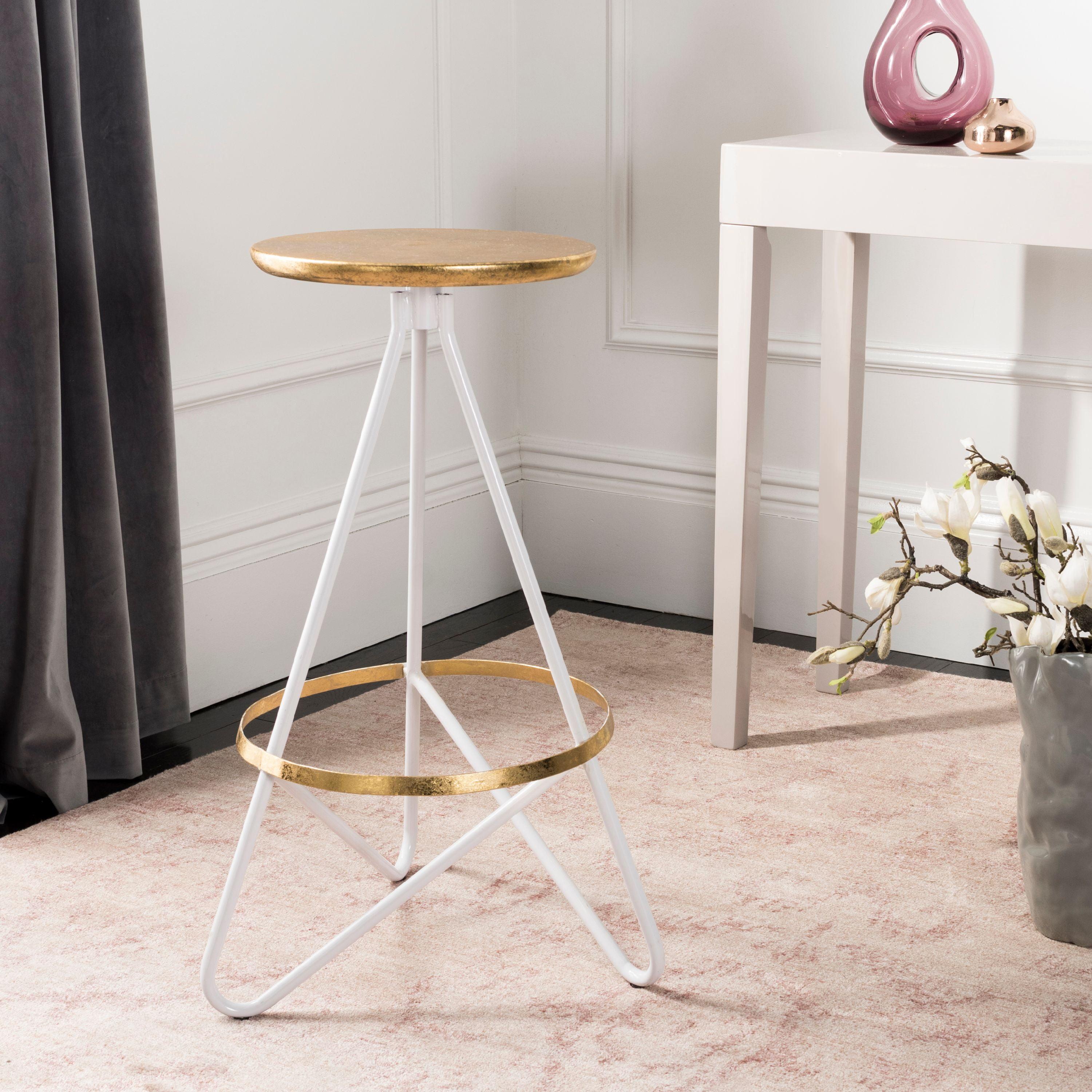 Galexia 30'' Gold and White Transitional Metal Bar Stool