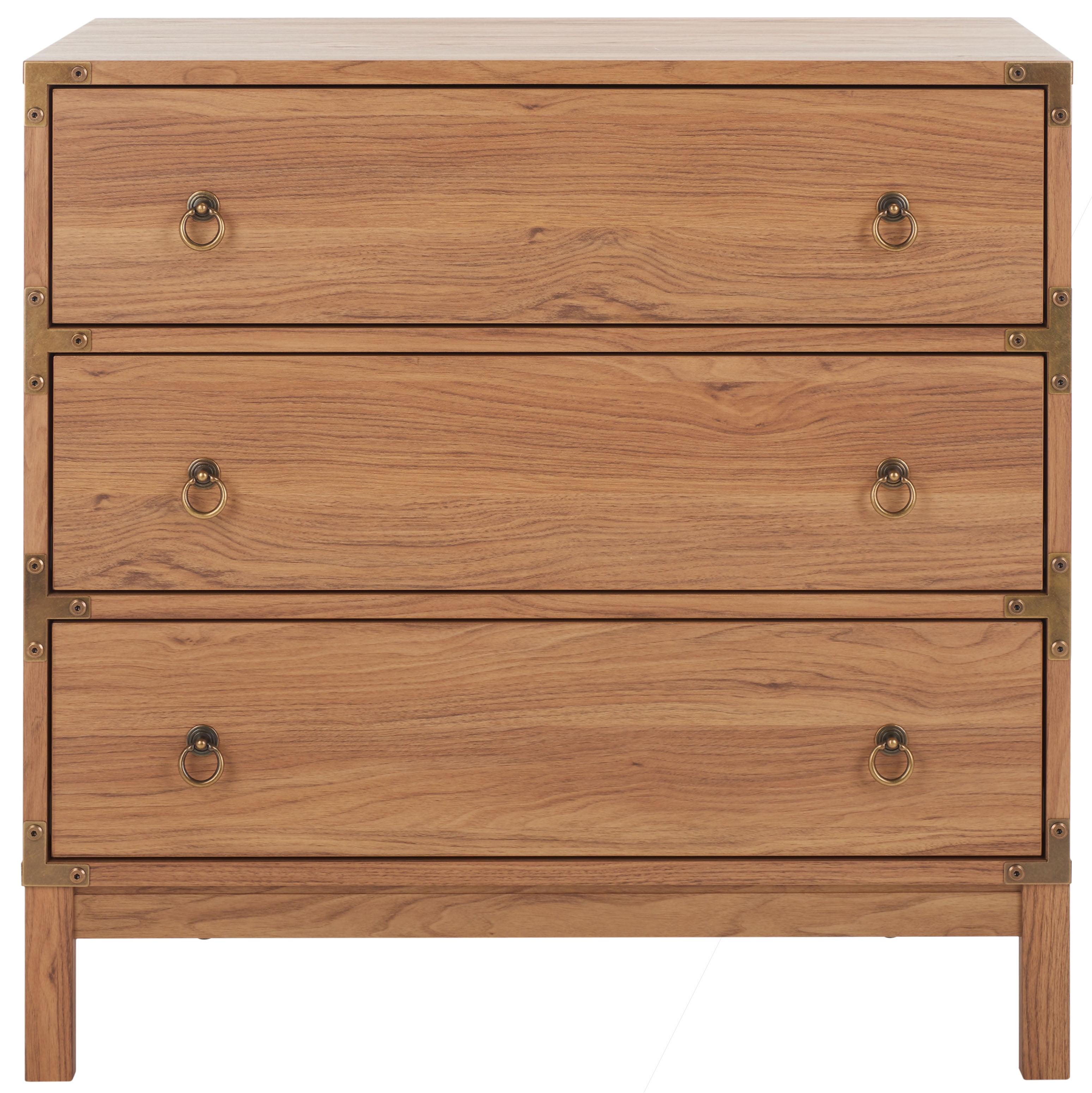 Galio Oak and Gold 3-Drawer Retro Night Table