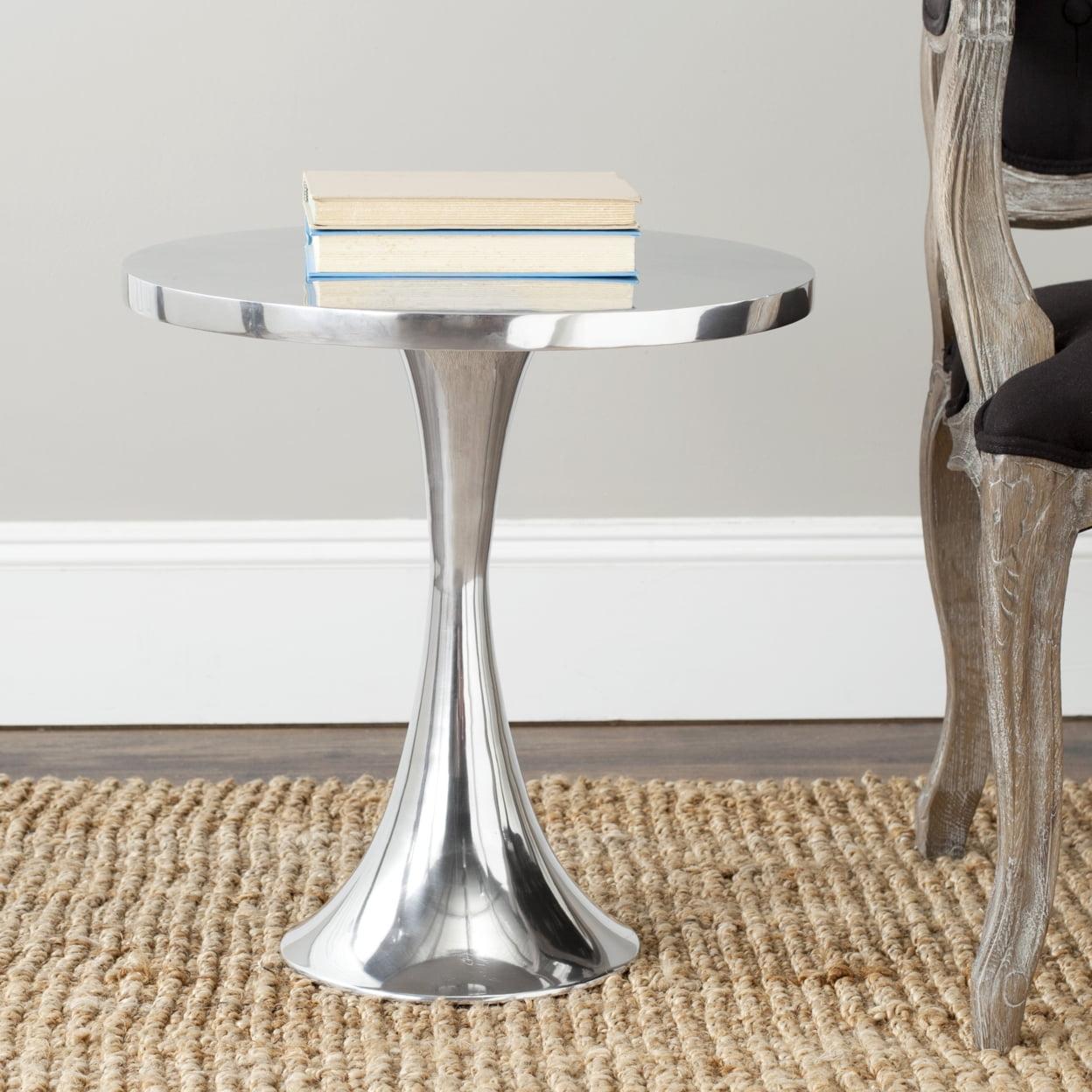 Galium Aluminum Round Top Side Table - Silver - Safavieh.