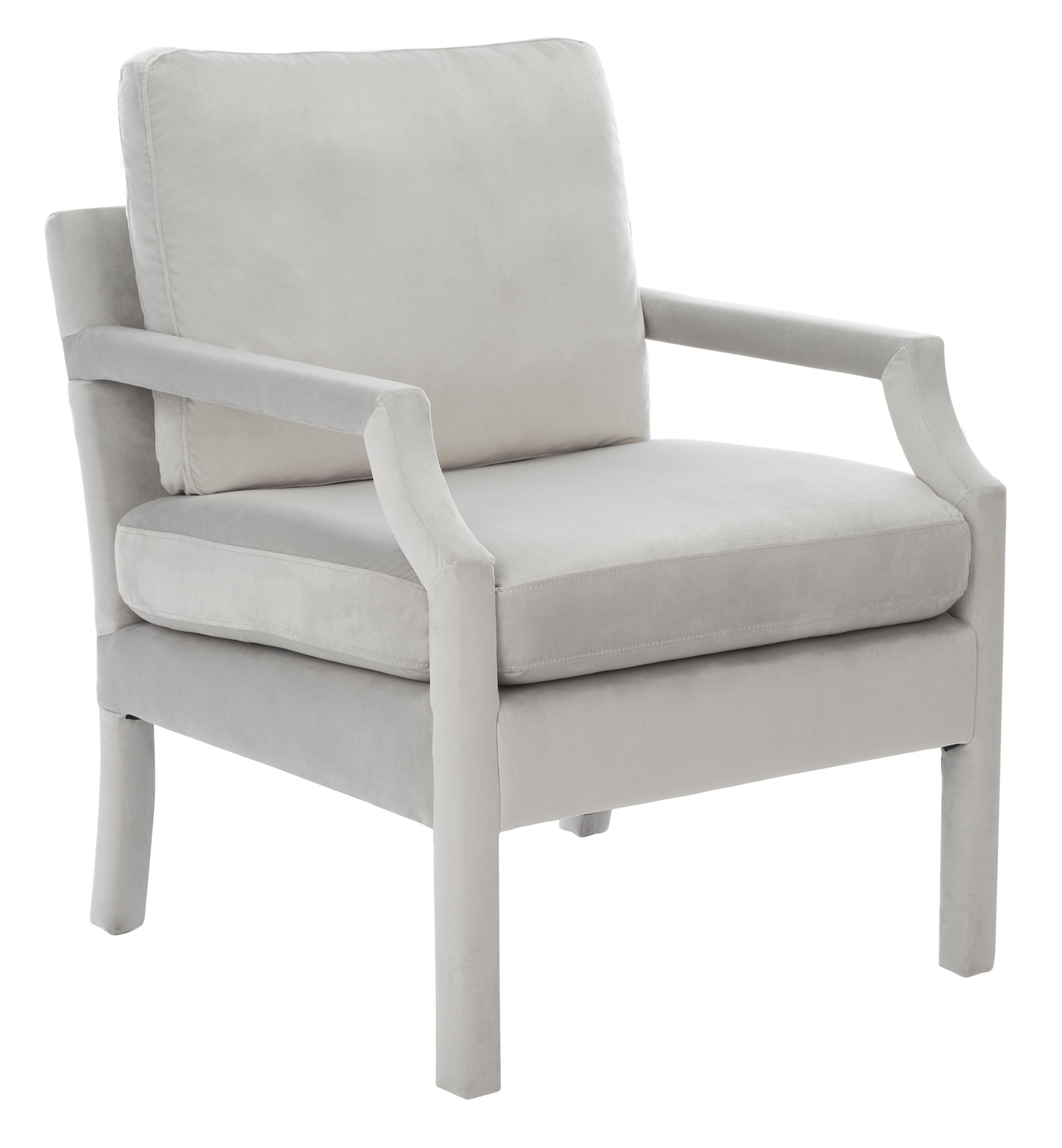 Light Grey Velvet Wood Spot Accent Armchair