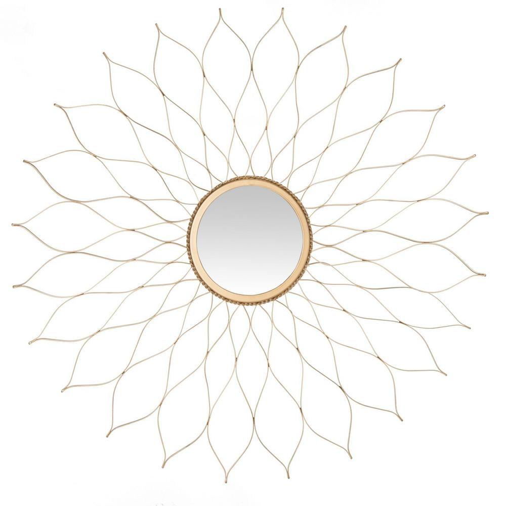 SAFAVIEH Geometric Round Sunburst Flower Mirror, Gold
