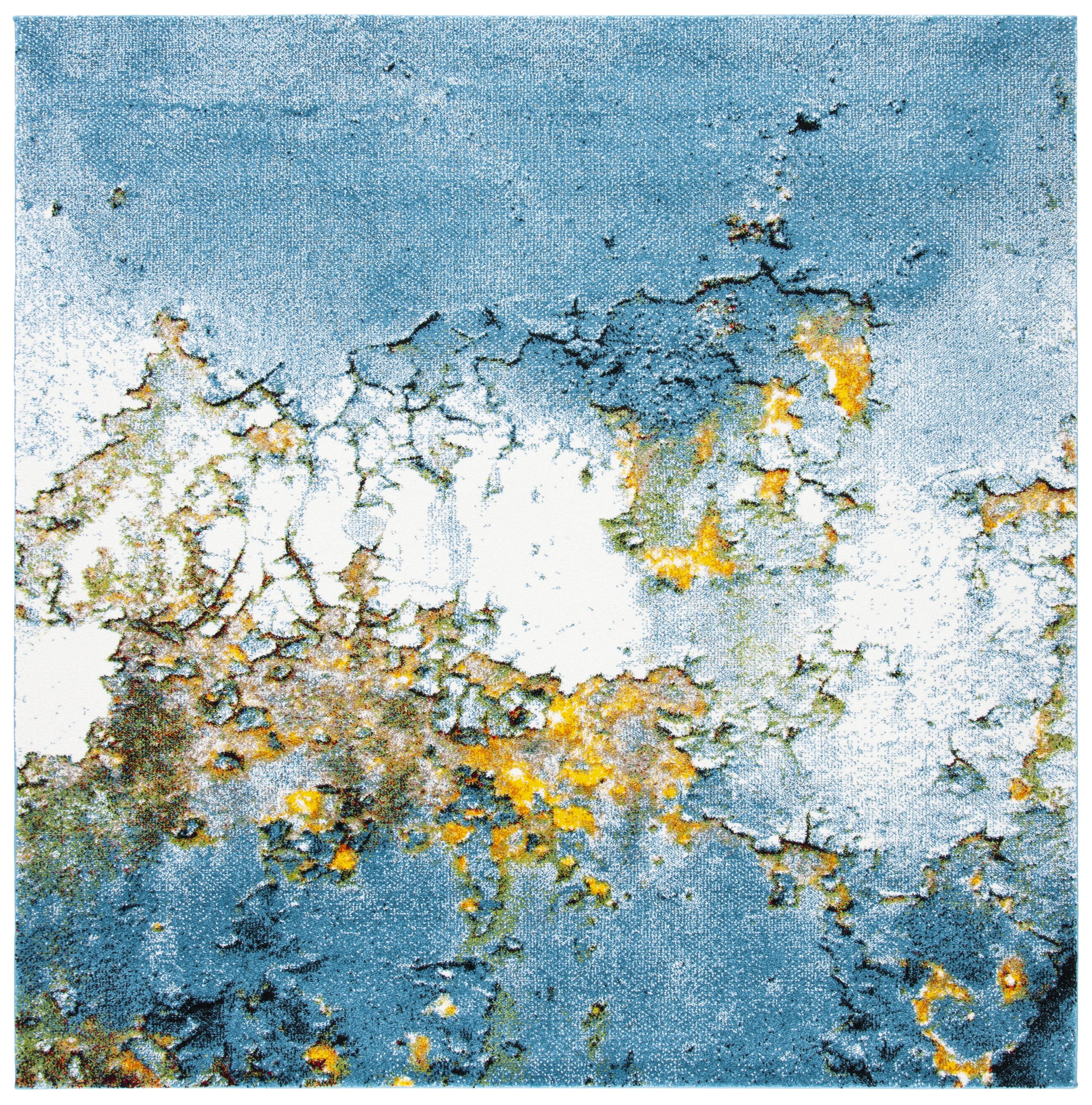 Glacier GLA125 Power Loomed Area Rug - Blue/Gold - 5'3"x5'3" - Safavieh.