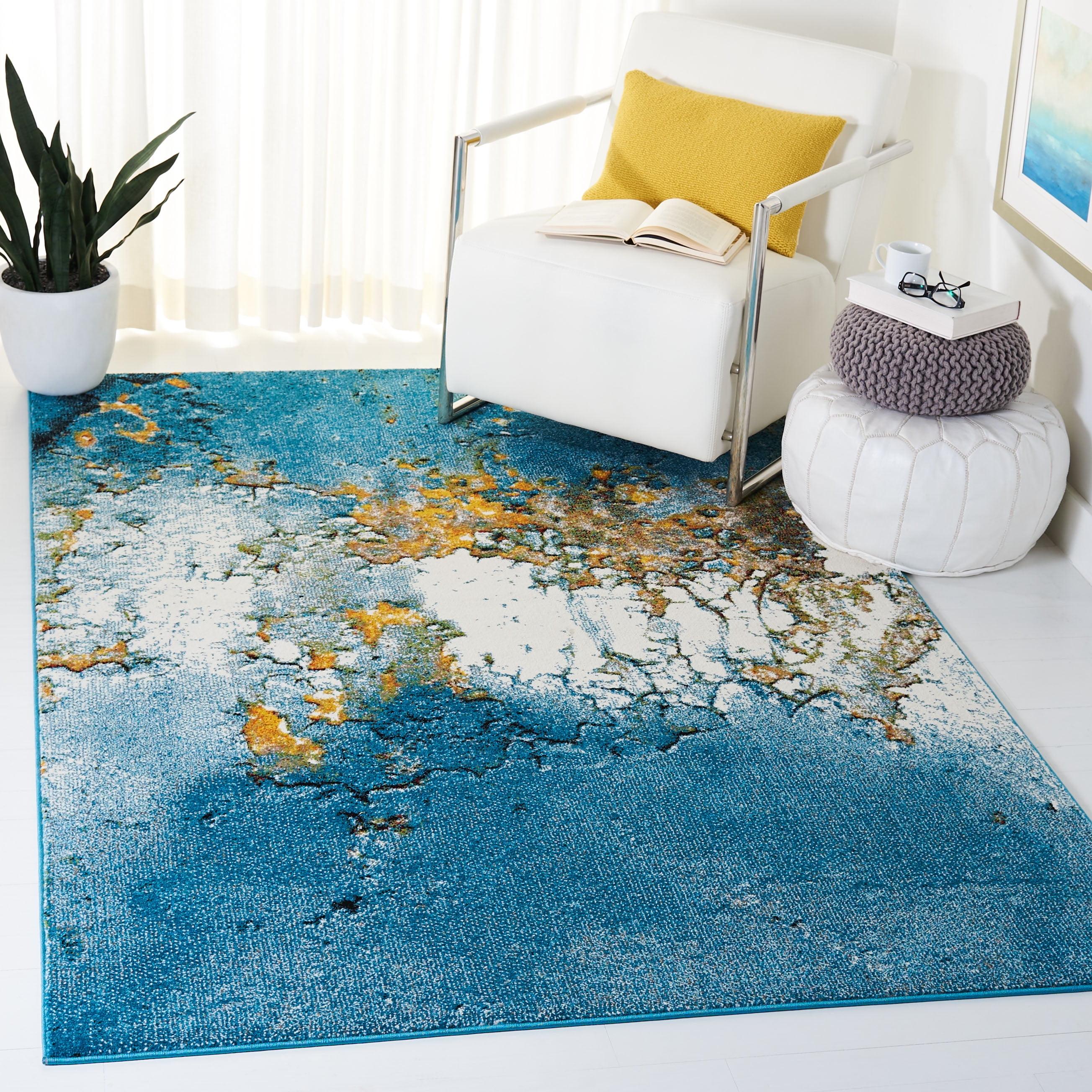 Glacier GLA125 Power Loomed Indoor Area Rug - Blue/Gold - 5'3"x7'6" - Safavieh