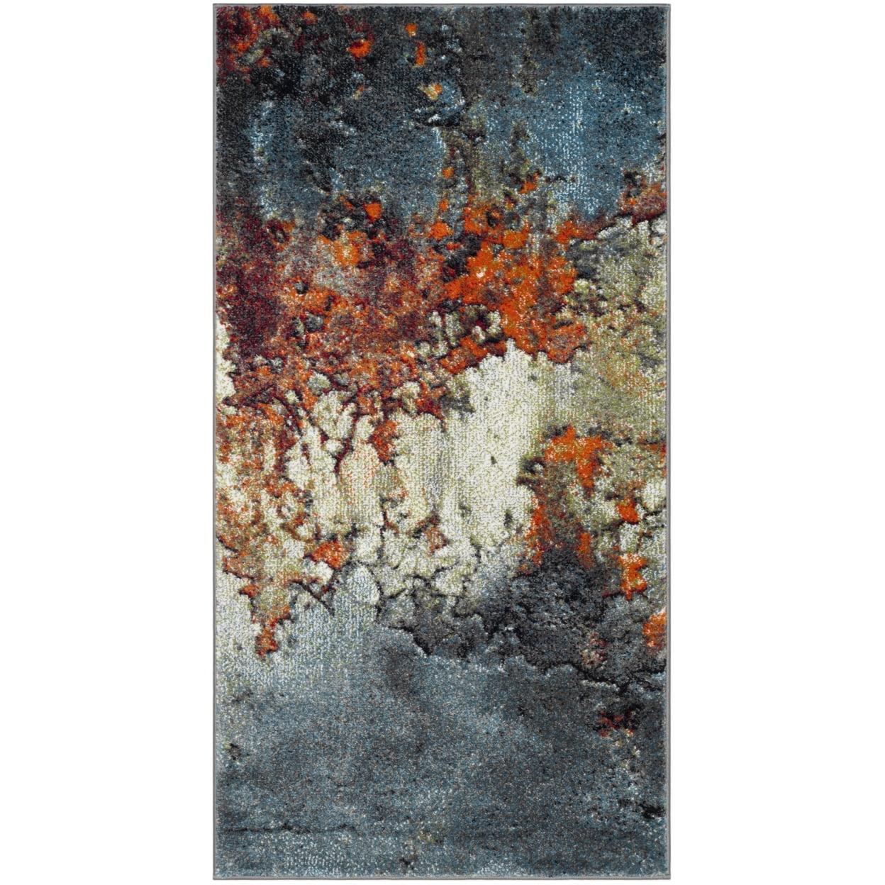 Glacier GLA125 Power Loomed Indoor Runner - Blue/Multi - 2'7"x5' - Safavieh