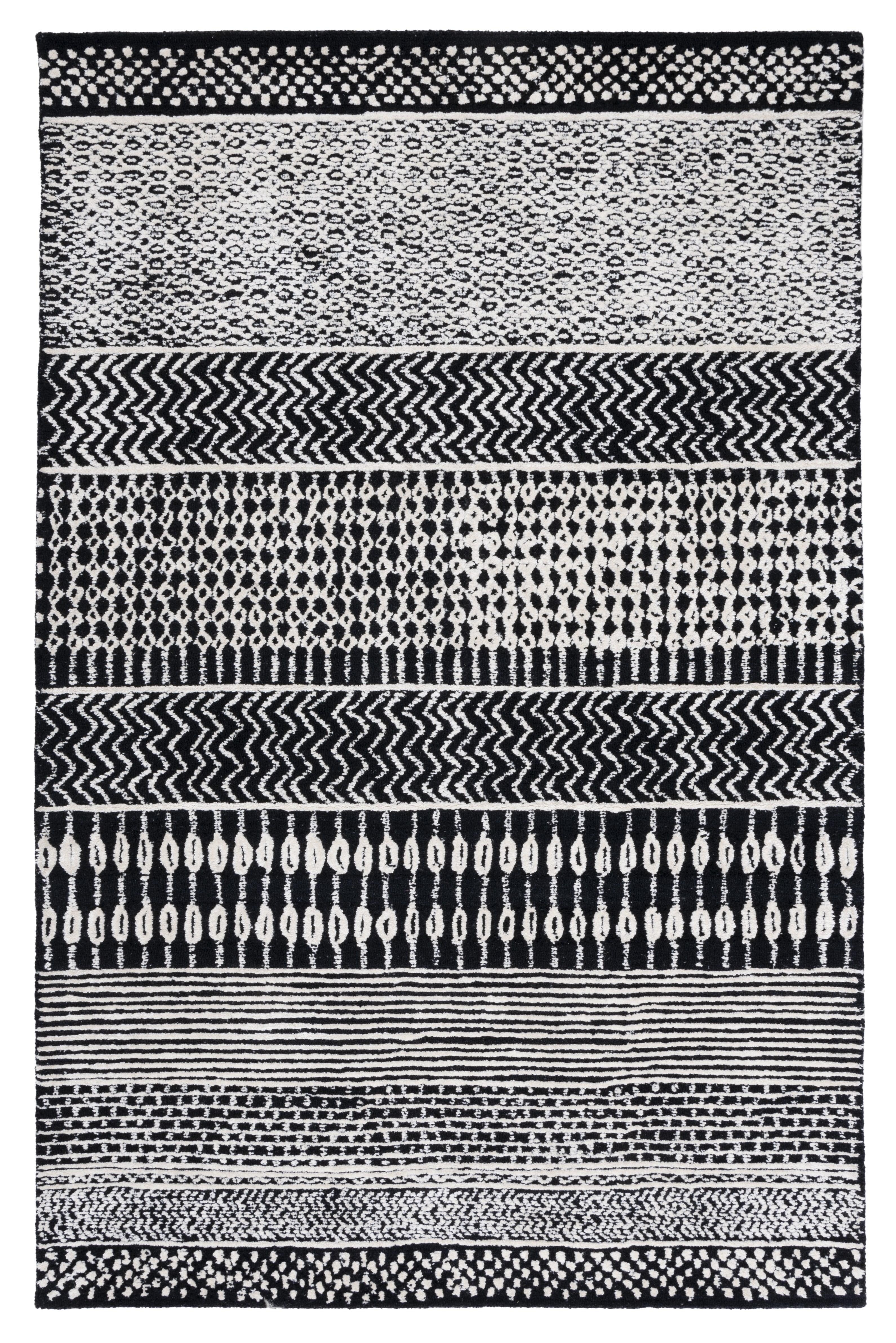 Foundry Select Glamour Hand Tufted Viscose/Wool Southwestern Rug in Ivory/Black