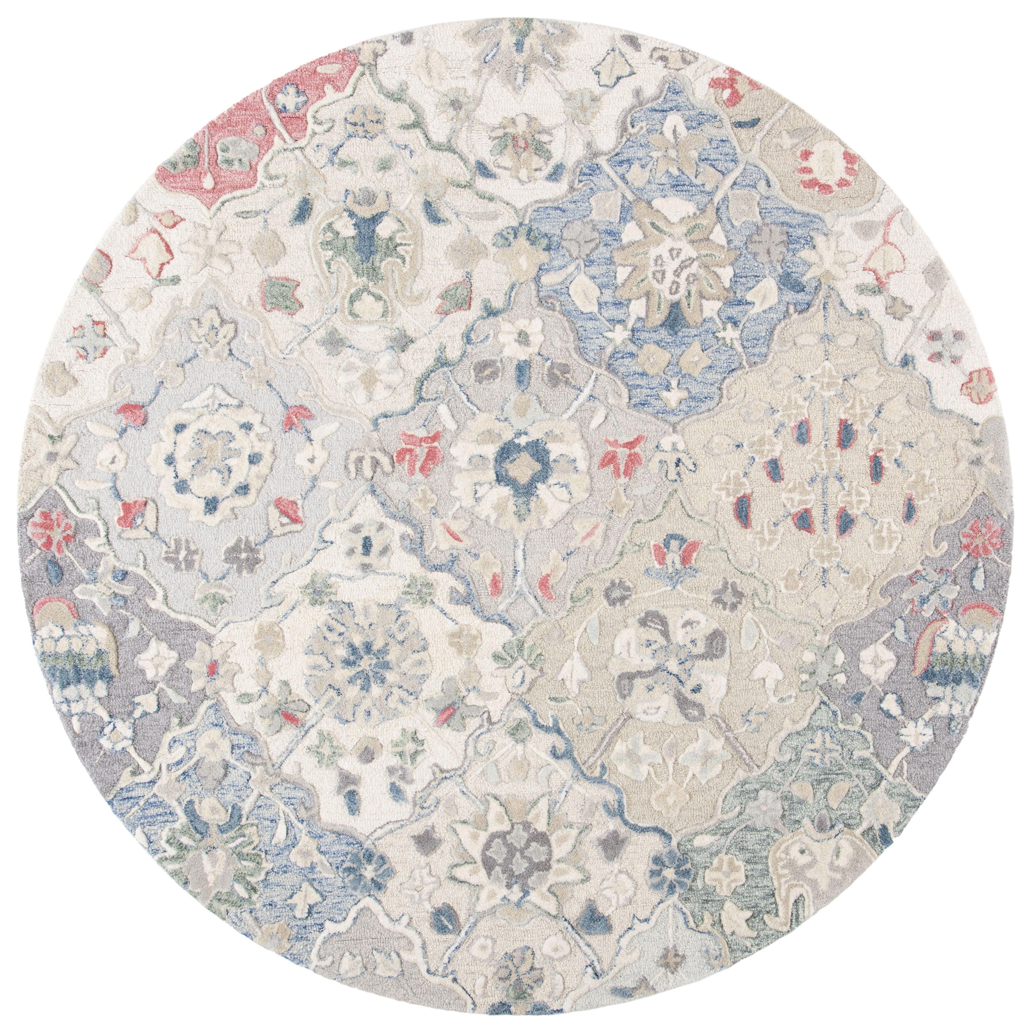 Glamour GLM622 Hand Tufted Area Rug - Ivory/Red - 4' round - Safavieh.