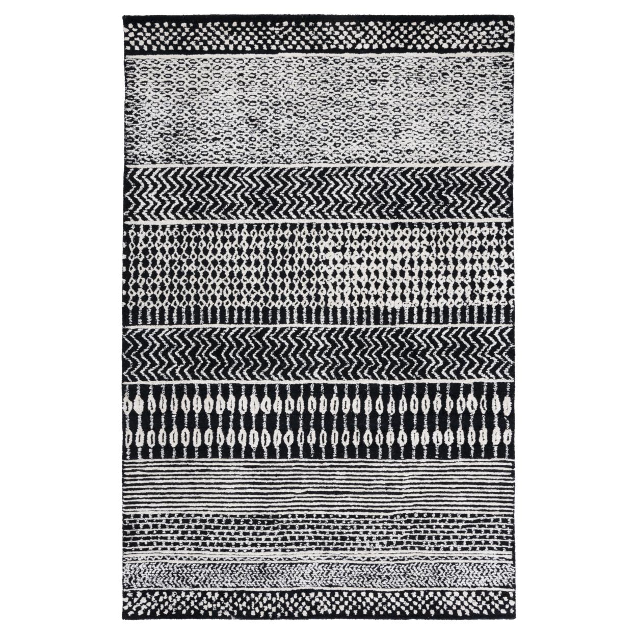 Elegant Noir Hand-Tufted Wool & Viscose 8' x 10' Area Rug