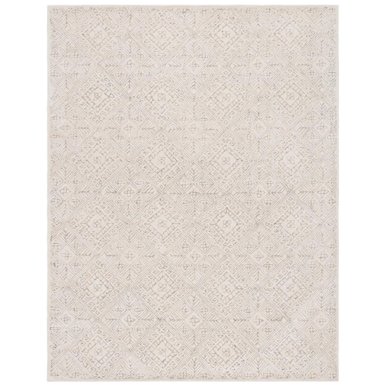 Ivory Beige Hand-Tufted Wool Area Rug 4' x 6'