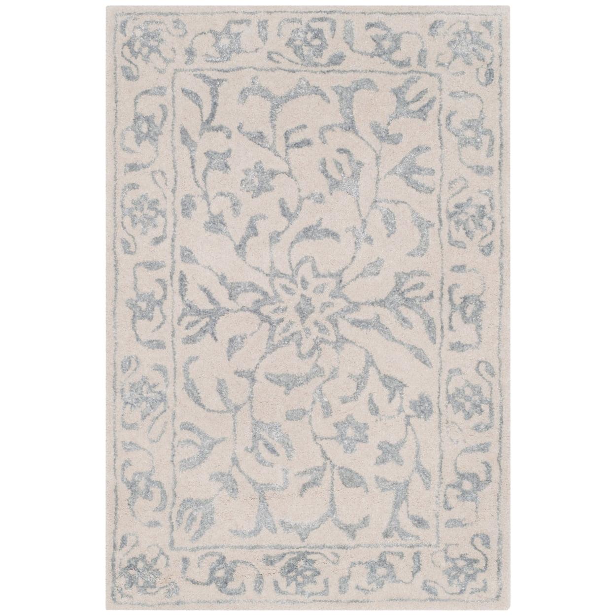 Ivory Elegance 24" Hand-Tufted Wool and Viscose Blend Area Rug