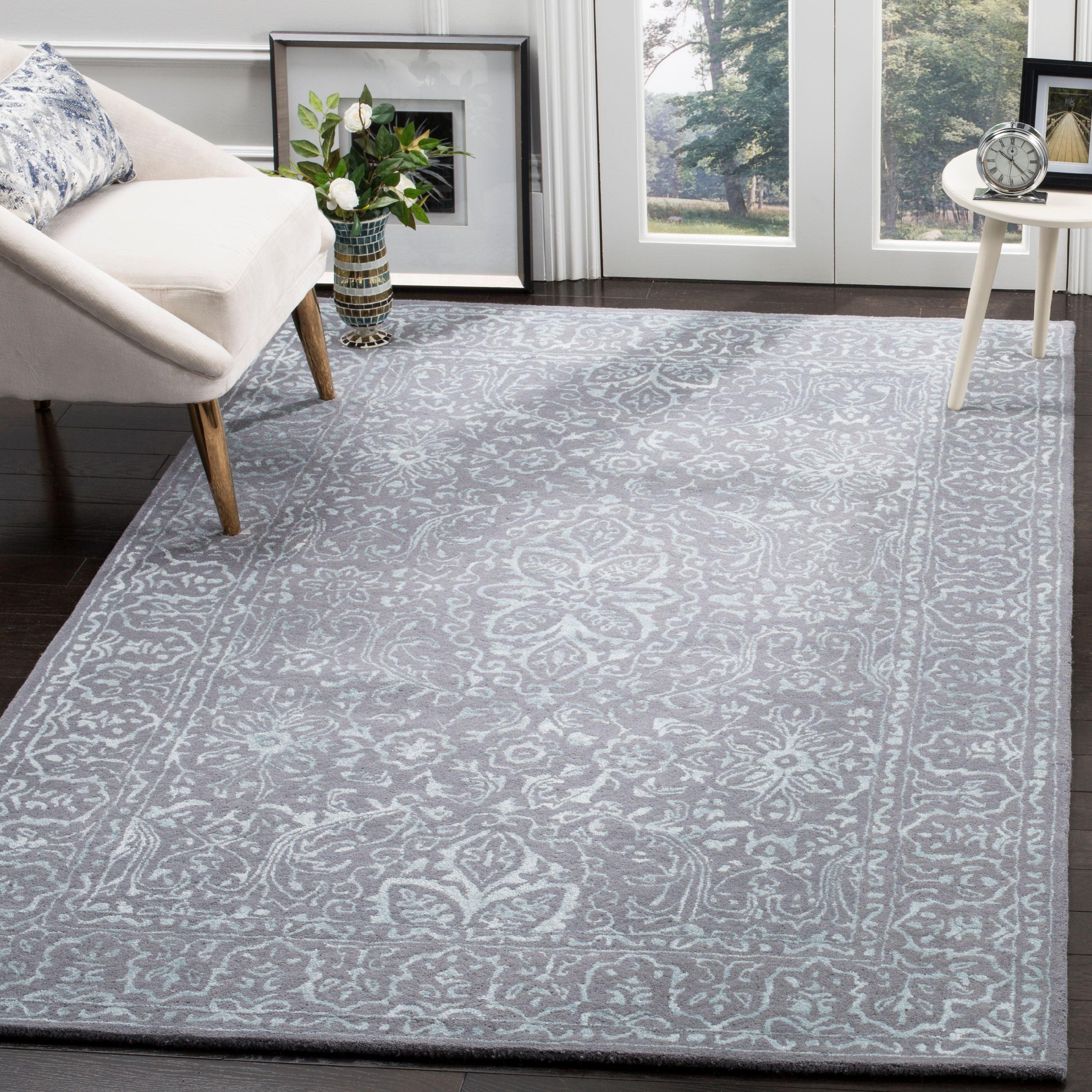 Opal Grey Elegance 59" Hand-Tufted Wool & Viscose Area Rug