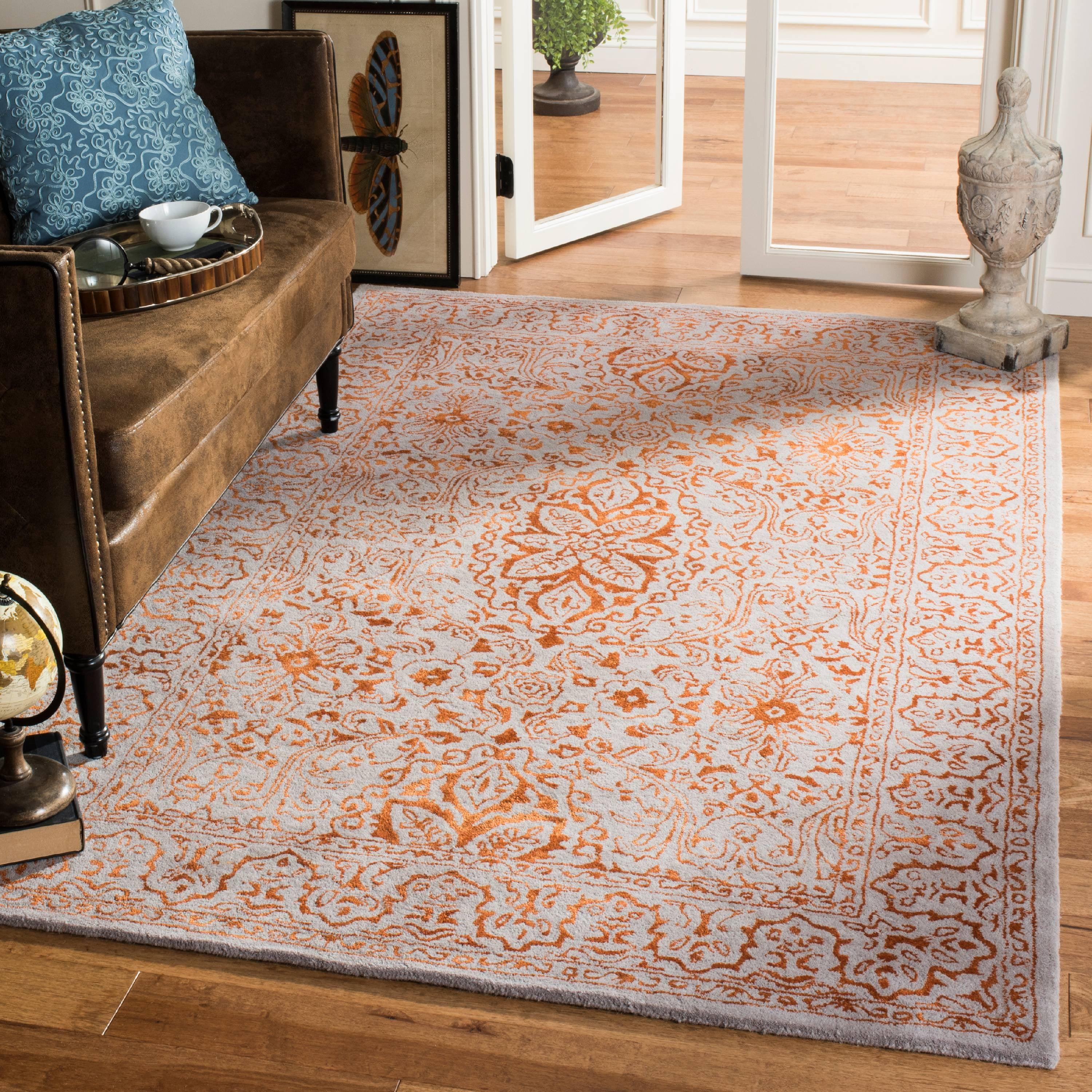 Glamour GLM516 Hand Tufted Area Rug - Grey/Rust - 8'x10' - Safavieh.