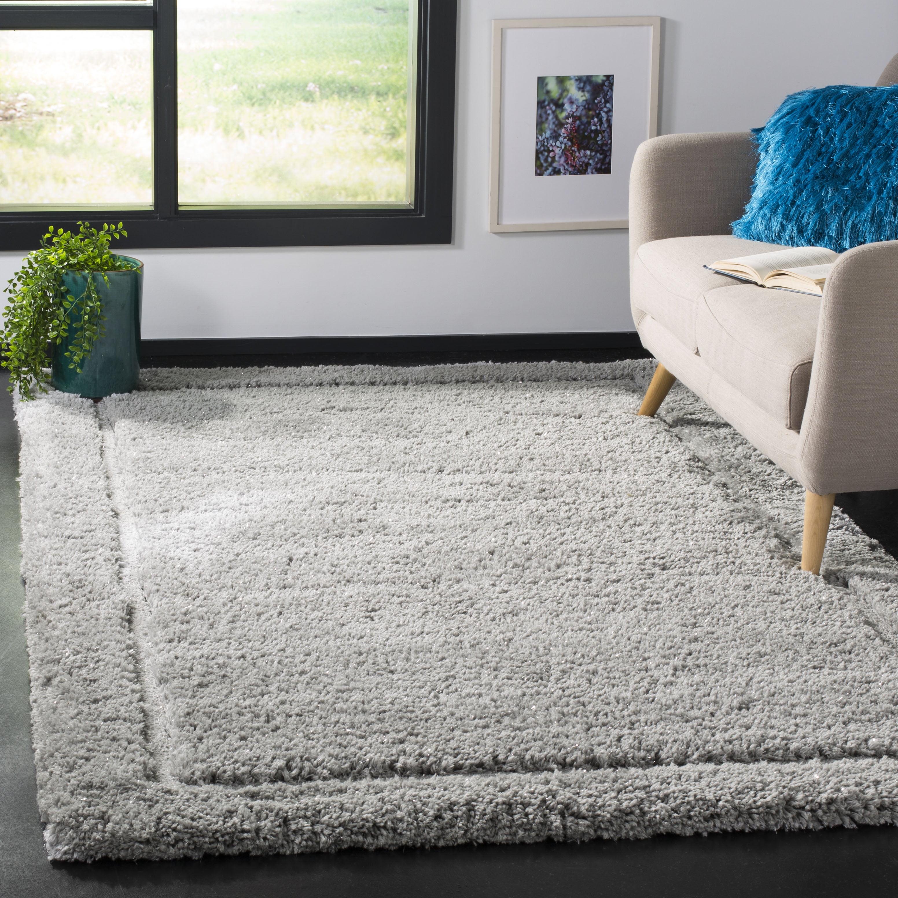 SAFAVIEH Glamour Shag Douglas Solid Area Rug, Grey, 3' x 5'