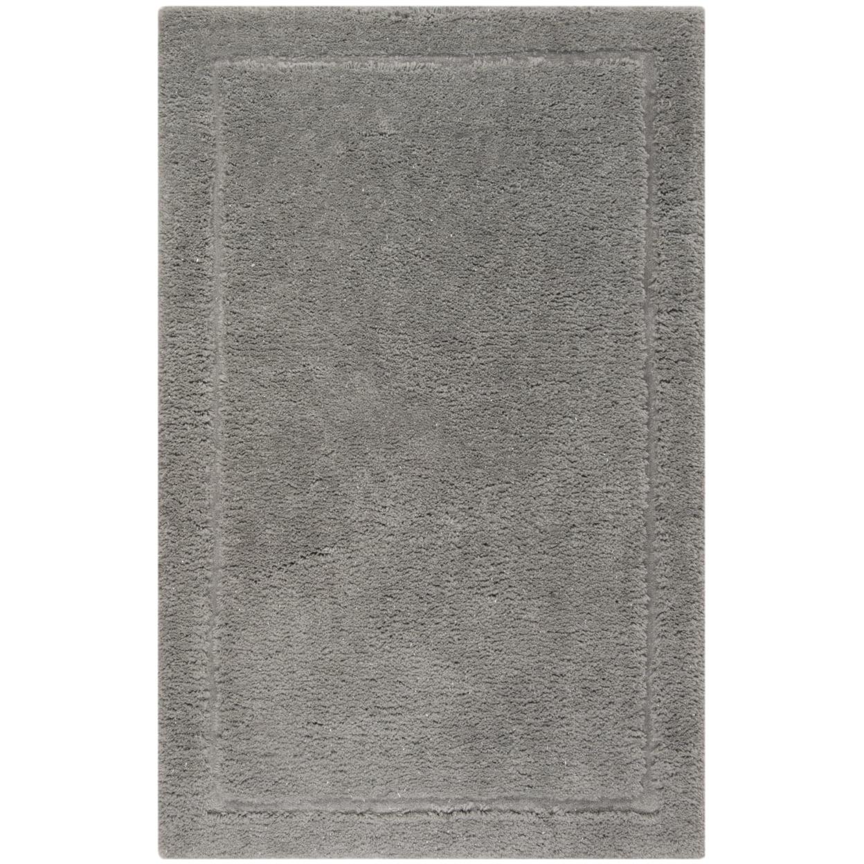 Hand-Tufted Gray Shag Rug in Wool & Viscose Blend, 5' x 8'