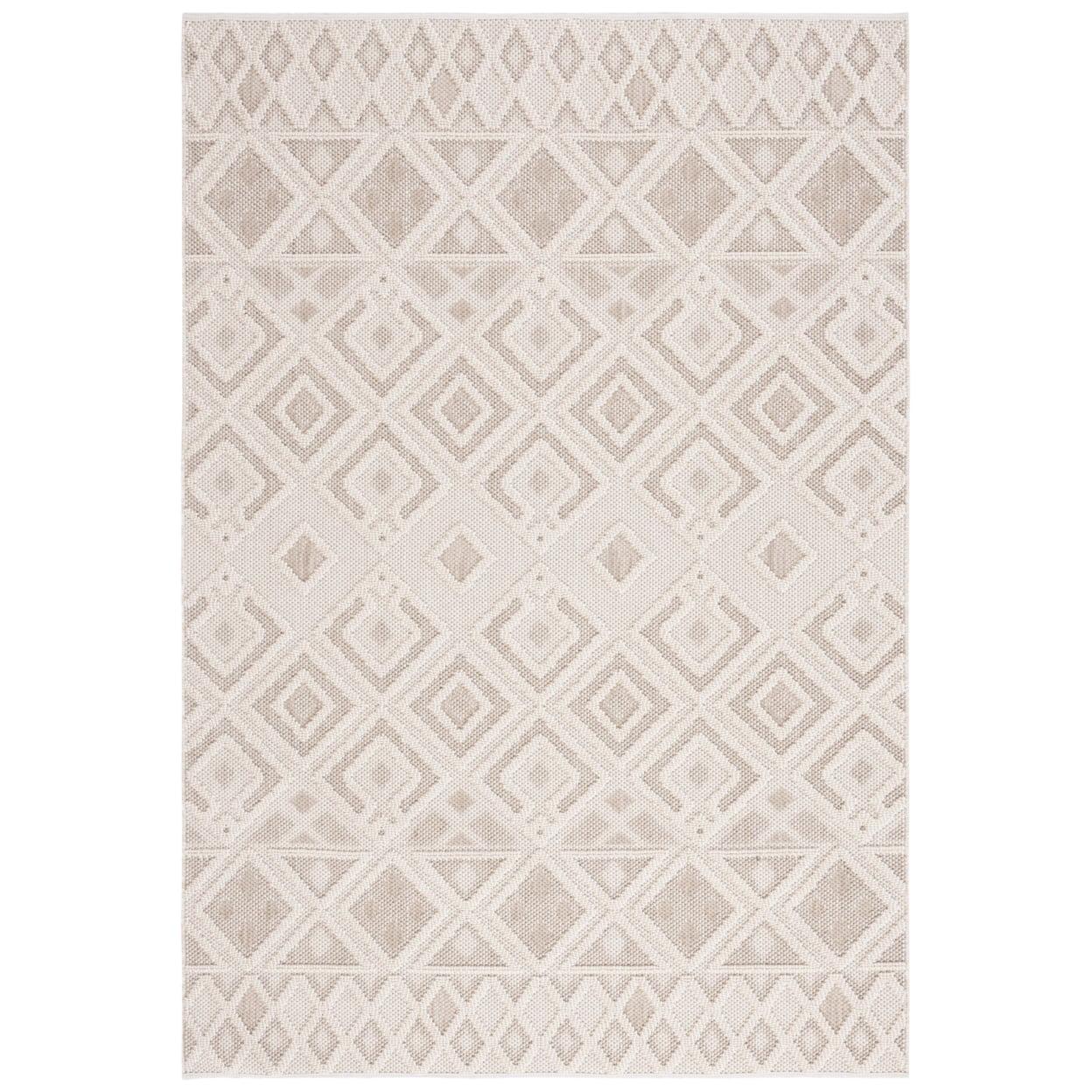 SAFAVIEH Global Saffron Diamond Indoor/Outdoor Area Rug, Beige/Ivory, 9' x 12'