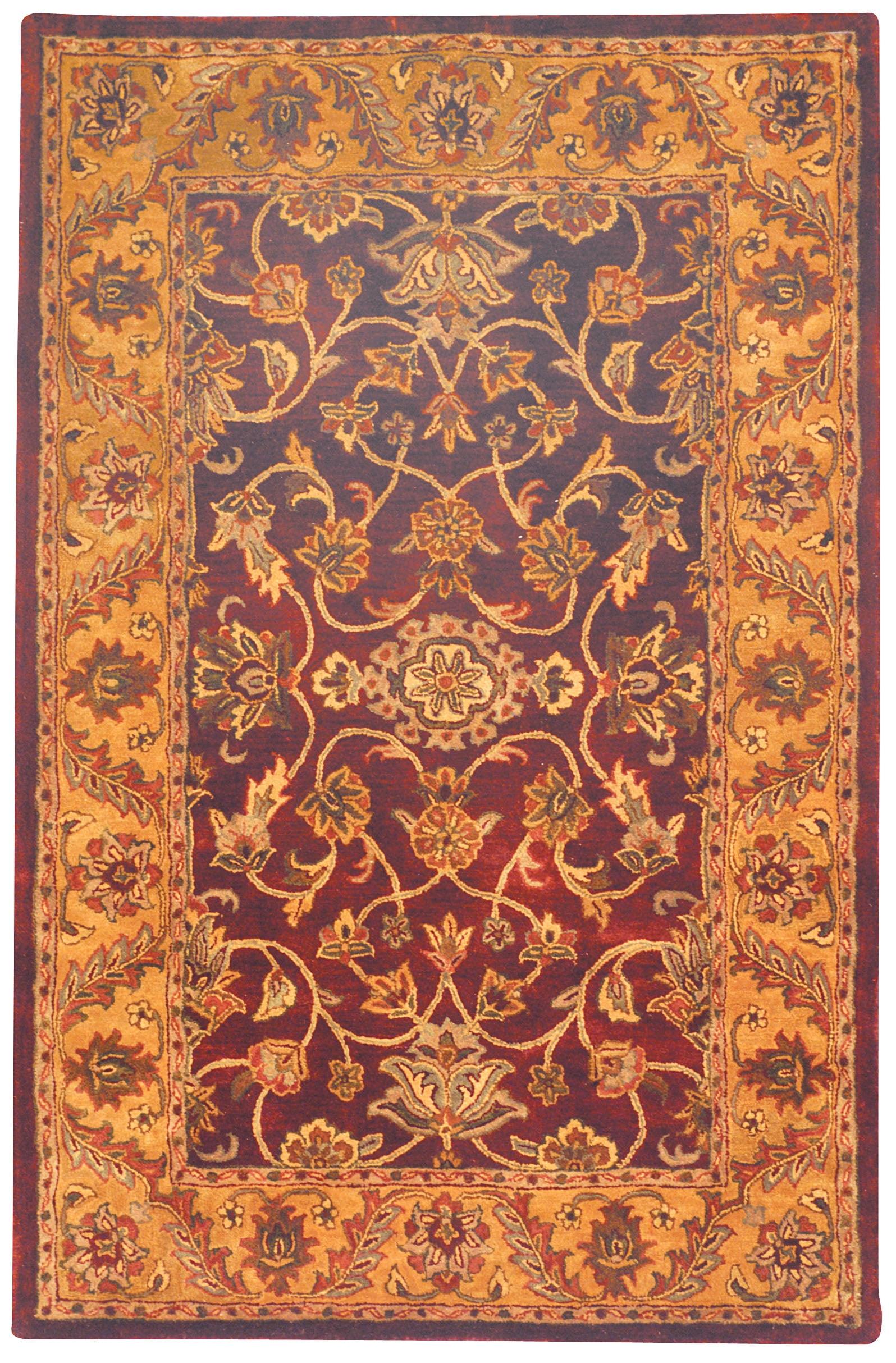 SAFAVIEH Golden Jaipur Dreda Border Wool Area Rug, Burgundy/Gold, 4' x 6'