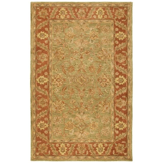 Golden Jaipur GJ250 Hand Tufted Area Rug - Green/Rust - 3'6" round - Safavieh.
