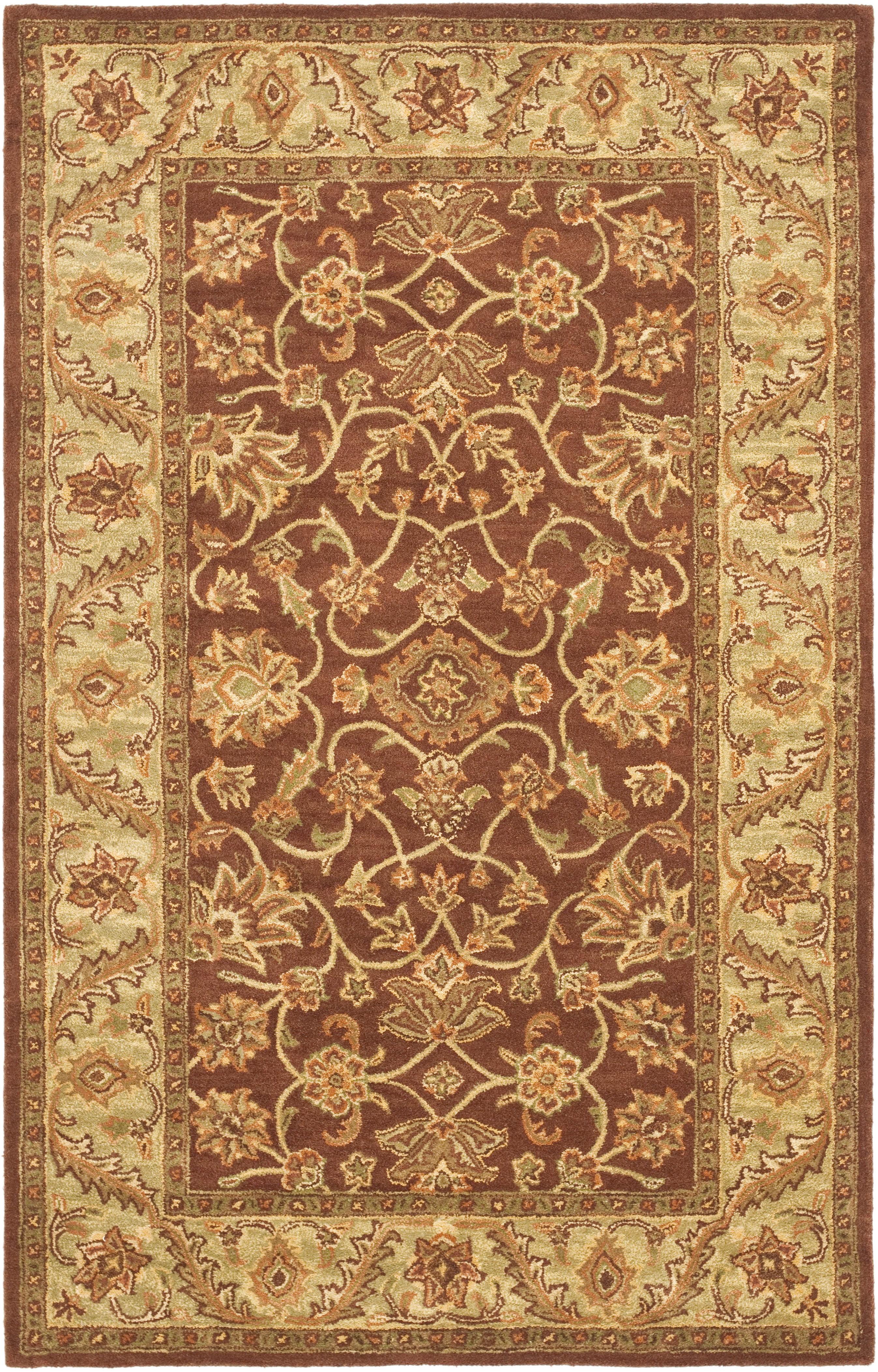 SAFAVIEH Golden Jaipur Dreda Border Wool Area Rug, Rust/Green, 6' x 9'