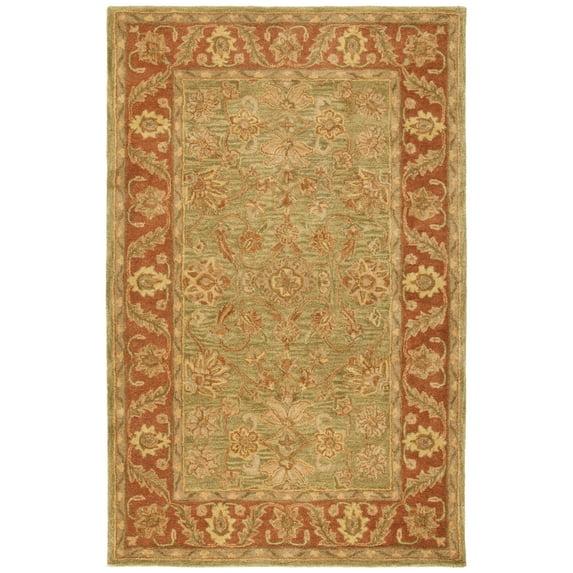 SAFAVIEH Golden Jaipur Dreda Bordered Wool Area Rug, Green/Rust, 9'6" x 13'6"