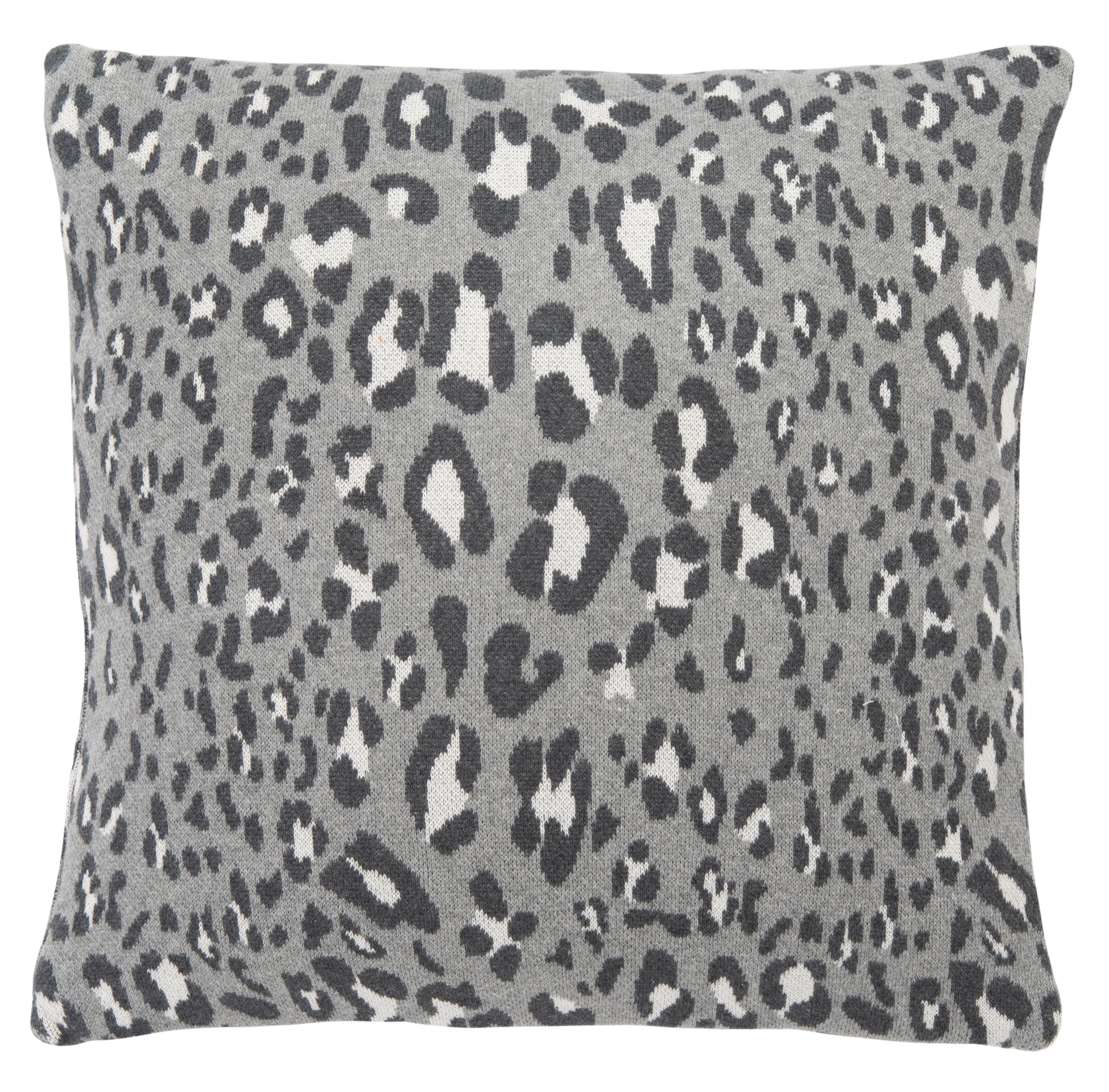 Gwynn Grey and Black Leopard Print Cotton Throw Pillow