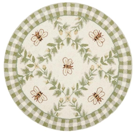 Chelsea HK55 Hand Hooked Accent Rug - Ivory/Green - 3' Round - Safavieh.