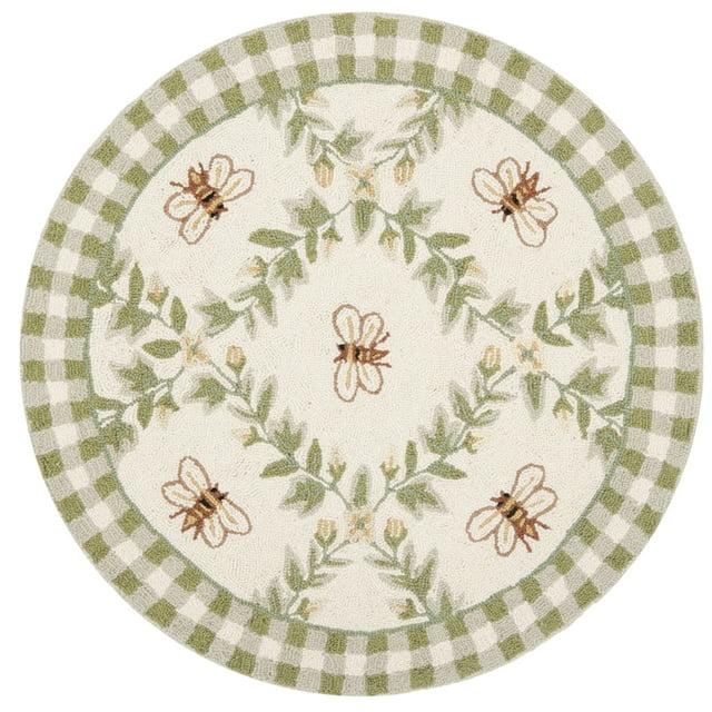Chelsea HK55 Hand Hooked Accent Rug - Ivory/Green - 3' Round - Safavieh.