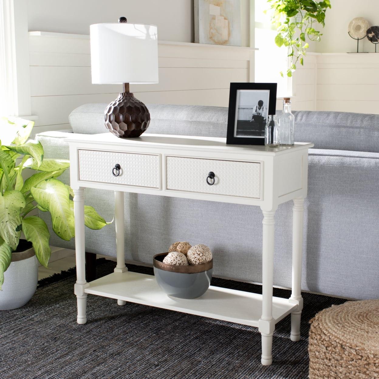 Haines Modern White 2-Drawer Console Table with Carved Details