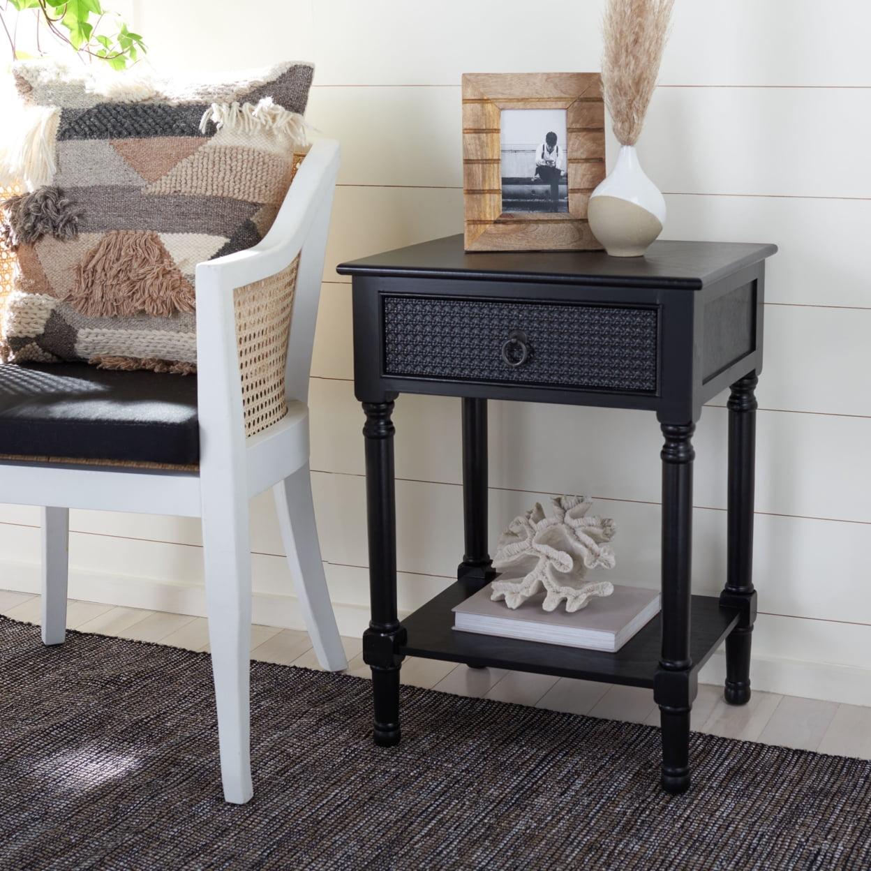 Haines 1 Drawer Accent Table - Black - Safavieh.