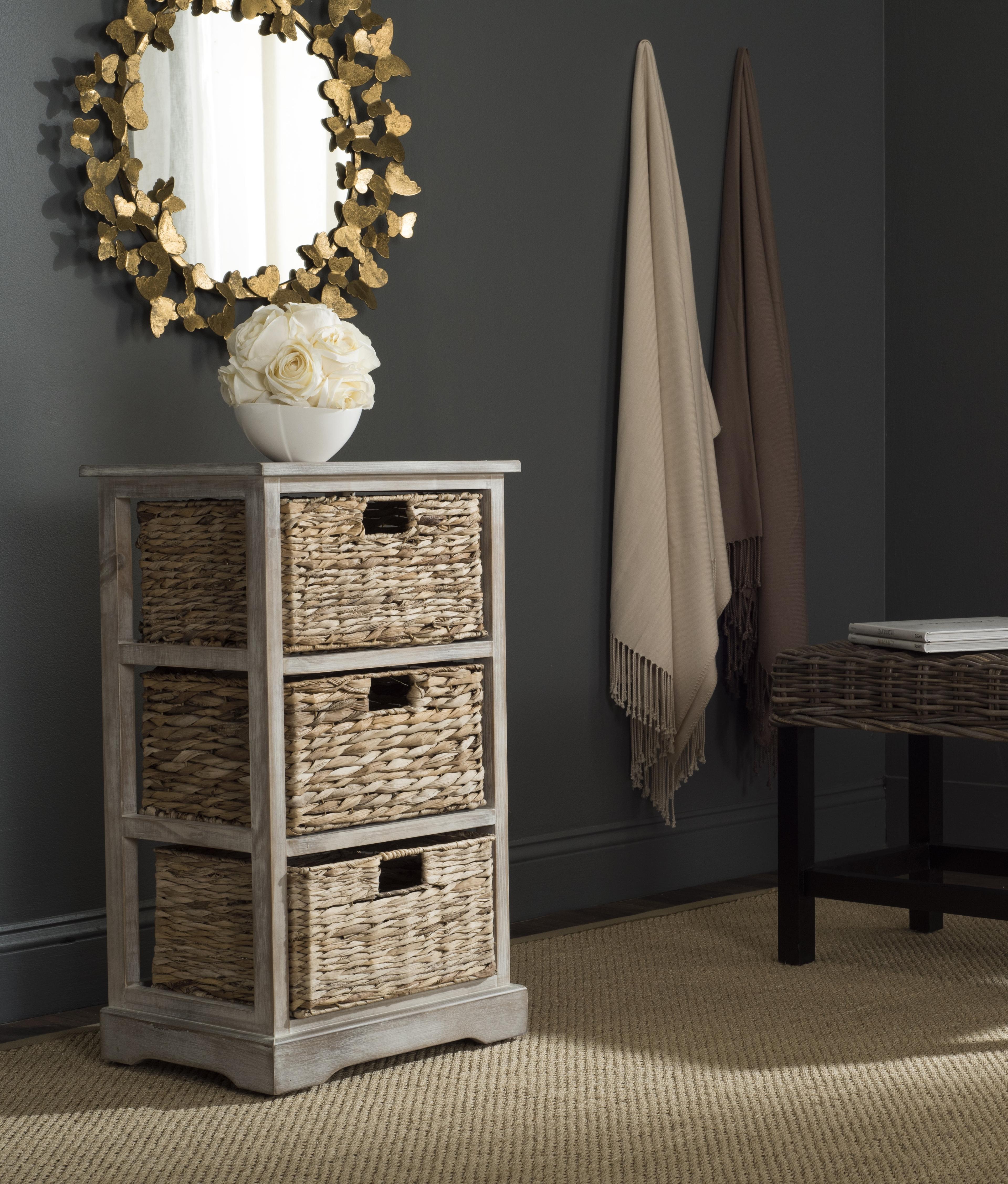 Halle Storage Side Table - AMH5738 - White Wash - Safavieh Couture