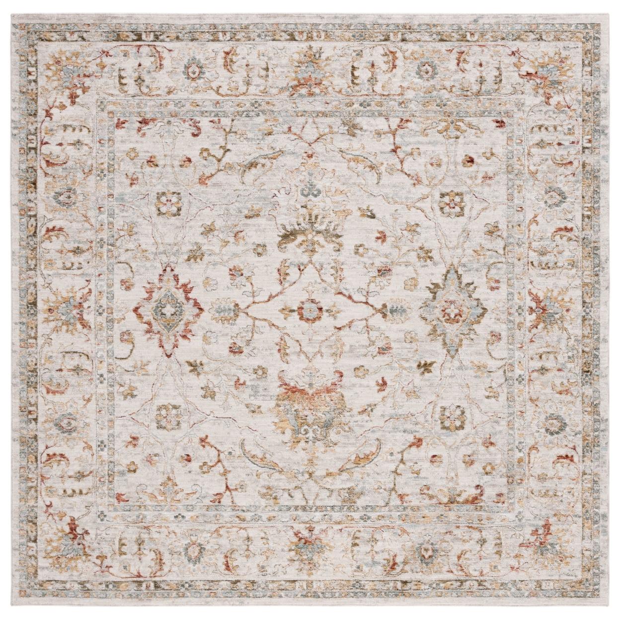 Hamilton HLT114 Power Loomed Area Rug - Ivory/Rust - 6'7"x6'7" - Safavieh.