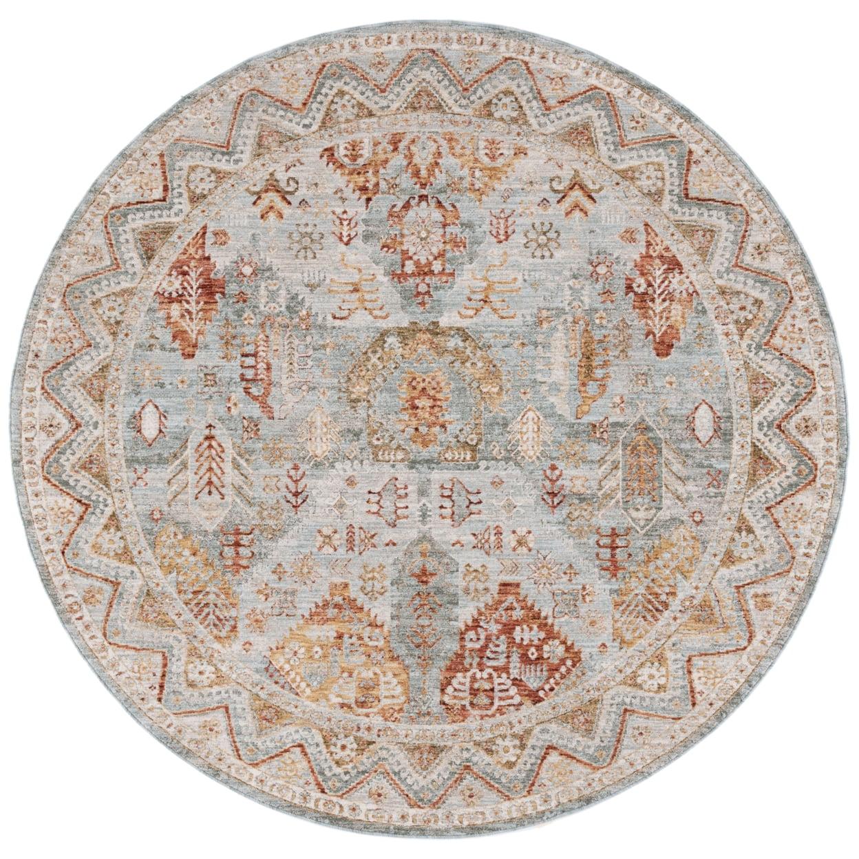 Hamilton HLT104 Power Loomed Area Rug - Blue/Gold Rust - 6'7" round - Safavieh.