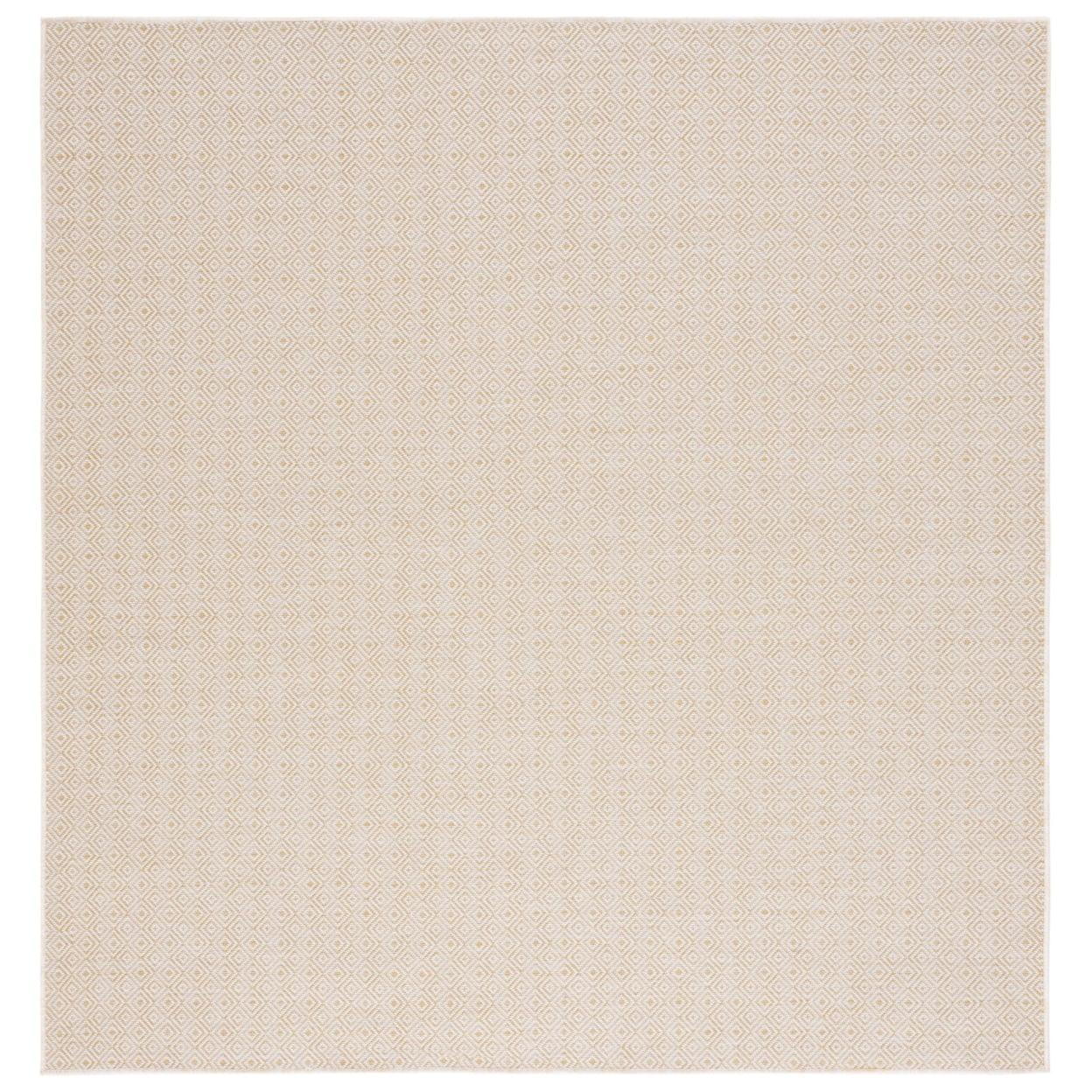 Hampton HTN230 Indoor/Outdoor Machine Made Area Rug - 6'5"x6'5" - Yellow - Safavieh