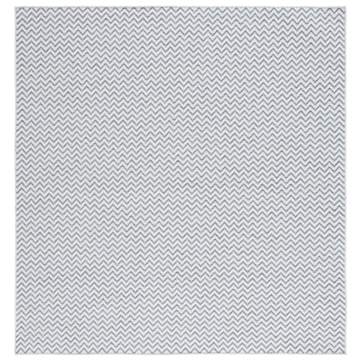 Hampton HTN231 Power Loomed Indoor/Outdoor Area Rug - Aqua Ivory/Multi - 6'5"x6'5" - Safavieh..