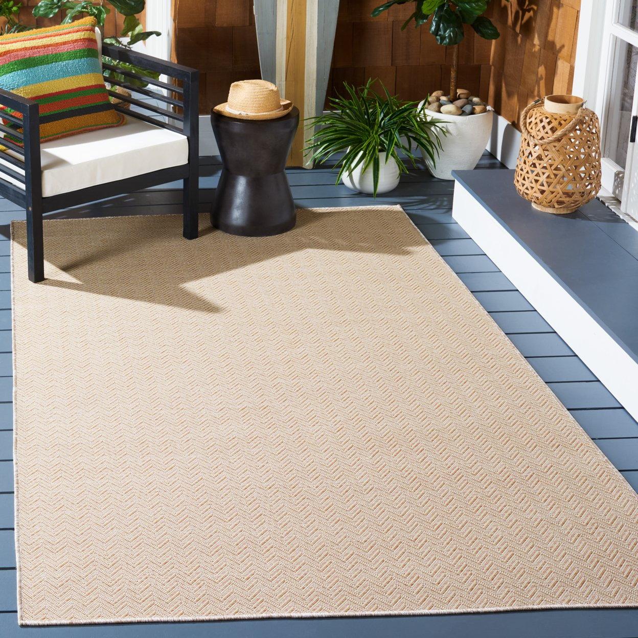 SAFAVIEH Hampton Hoyt Zig-Zag Indoor/Outdoor Area Rug, Natural, 9' x 12'