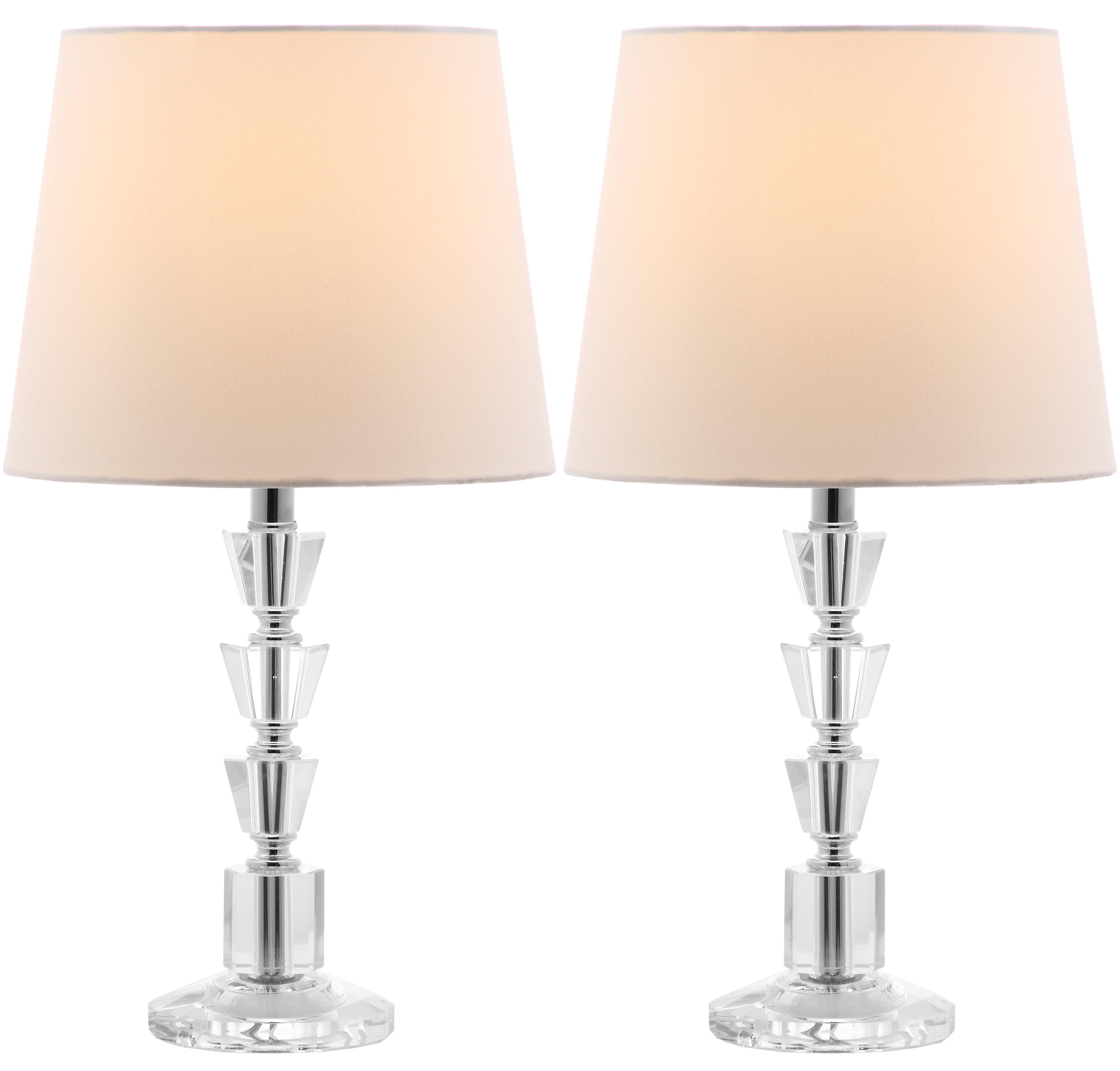 SAFAVIEH Harlow 16 in. Crystal Table Lamp with Off-White Polyester Shade, Set of 2