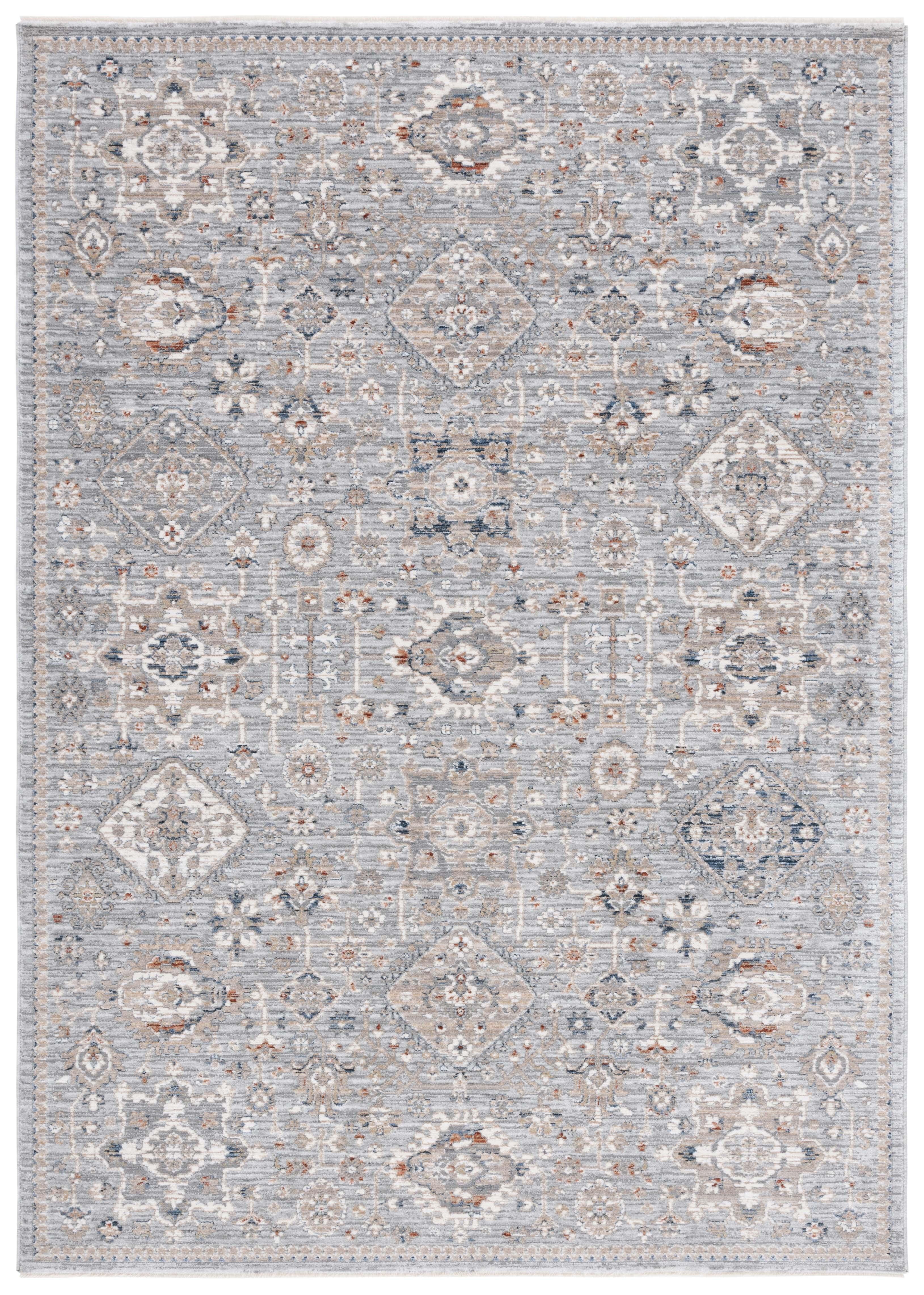 Harlow Light Grey and Blue 4' x 6' Rectangular Area Rug