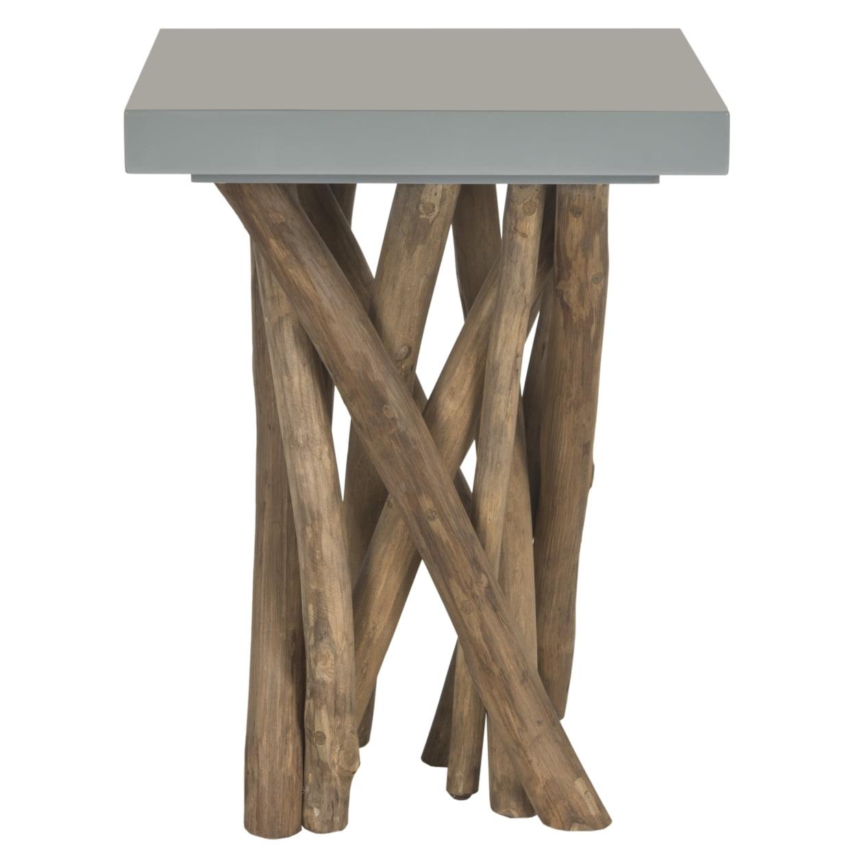 Hartwick Transitional Square Gray Teak Branch Side Table