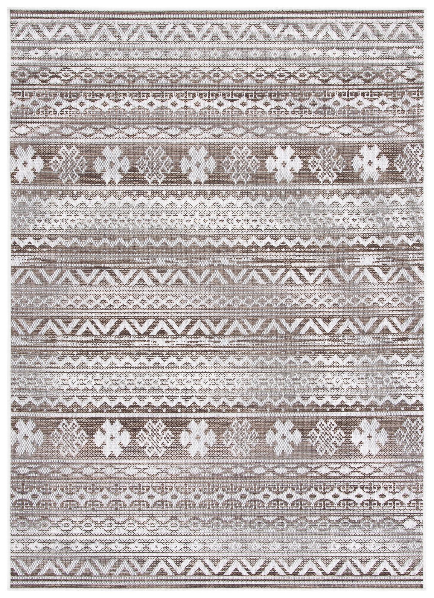 Havana Light Brown and Ivory 8' x 10' Synthetic Indoor/Outdoor Rug