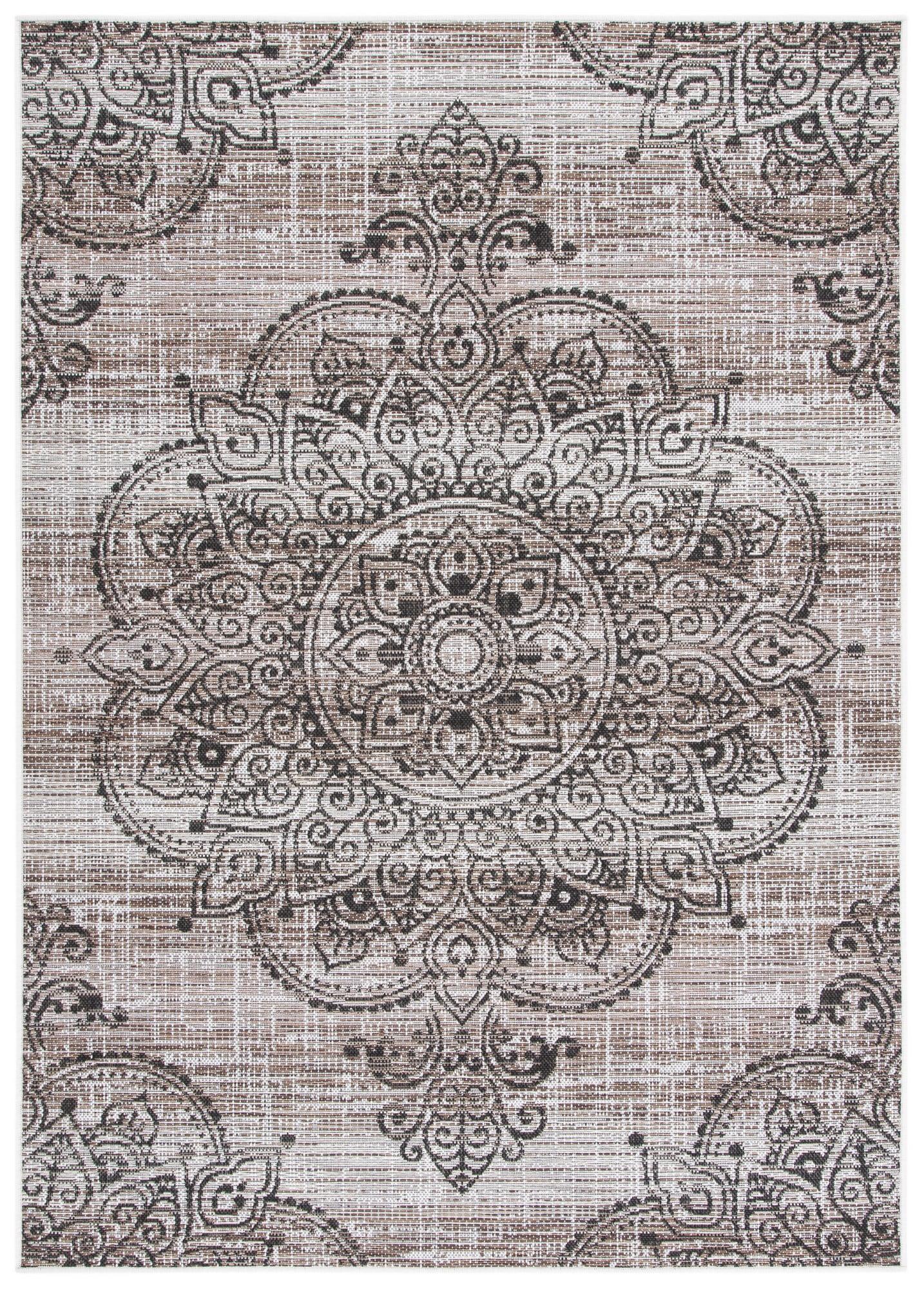 Havana Light Brown and Black Synthetic Indoor/Outdoor Rug